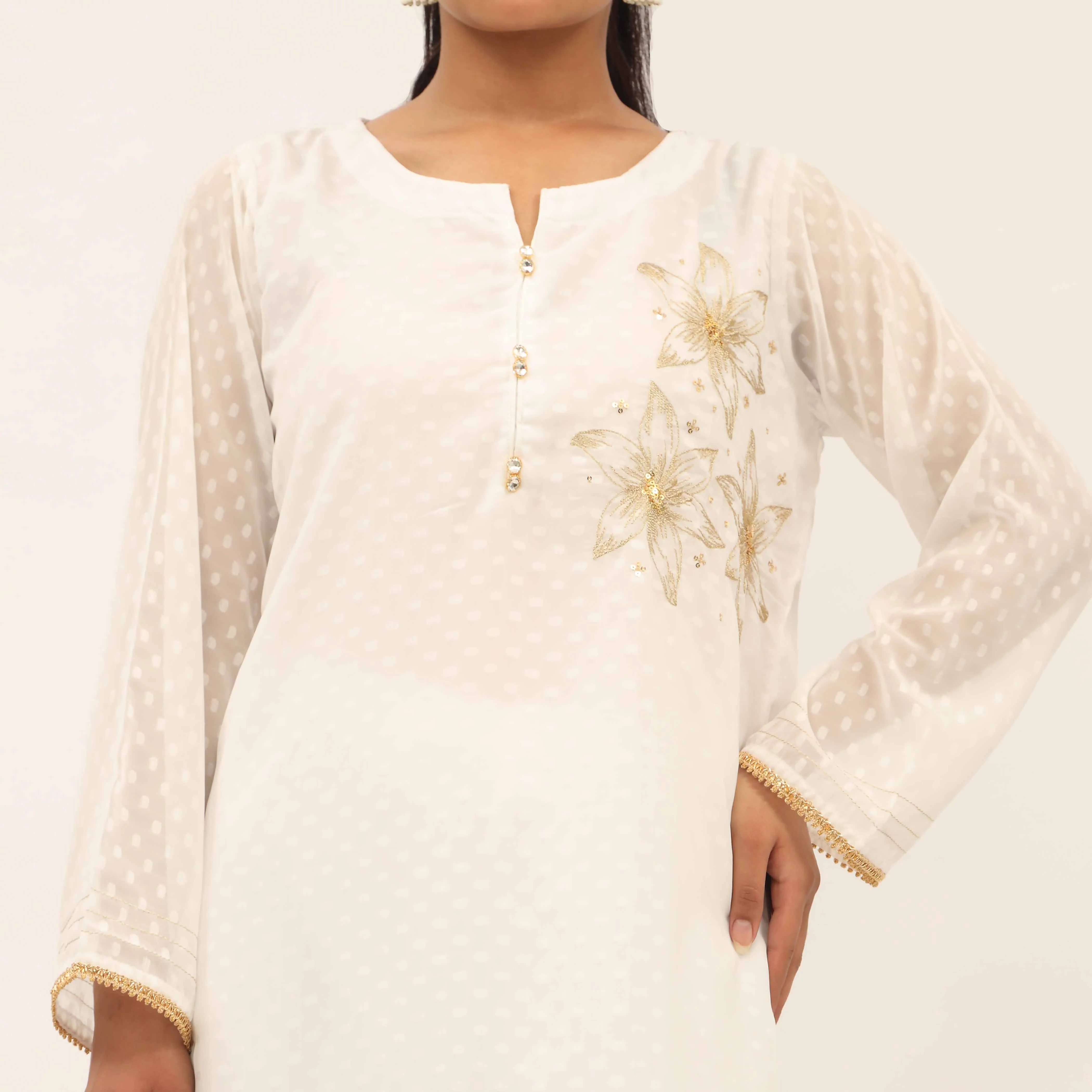 1PC- Broshia Chiffon Shirt PS5277 - Image 2