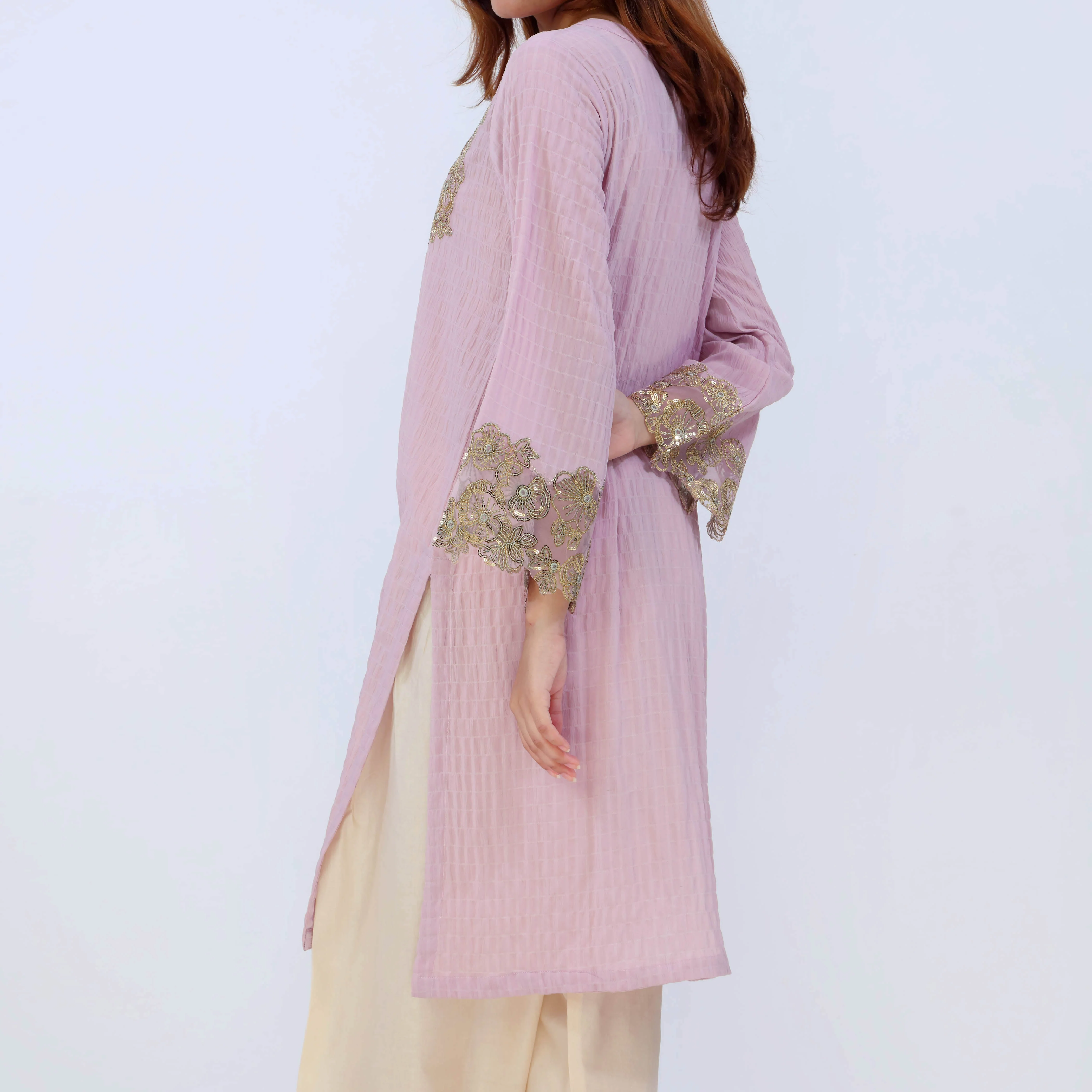 1PC- Crincle Georget Chiffon Shirt PS5387 - Image 5