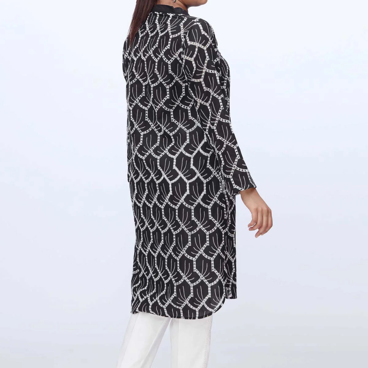 1PC- Embroidered Schiflli Shirt PW3185 - Image 3
