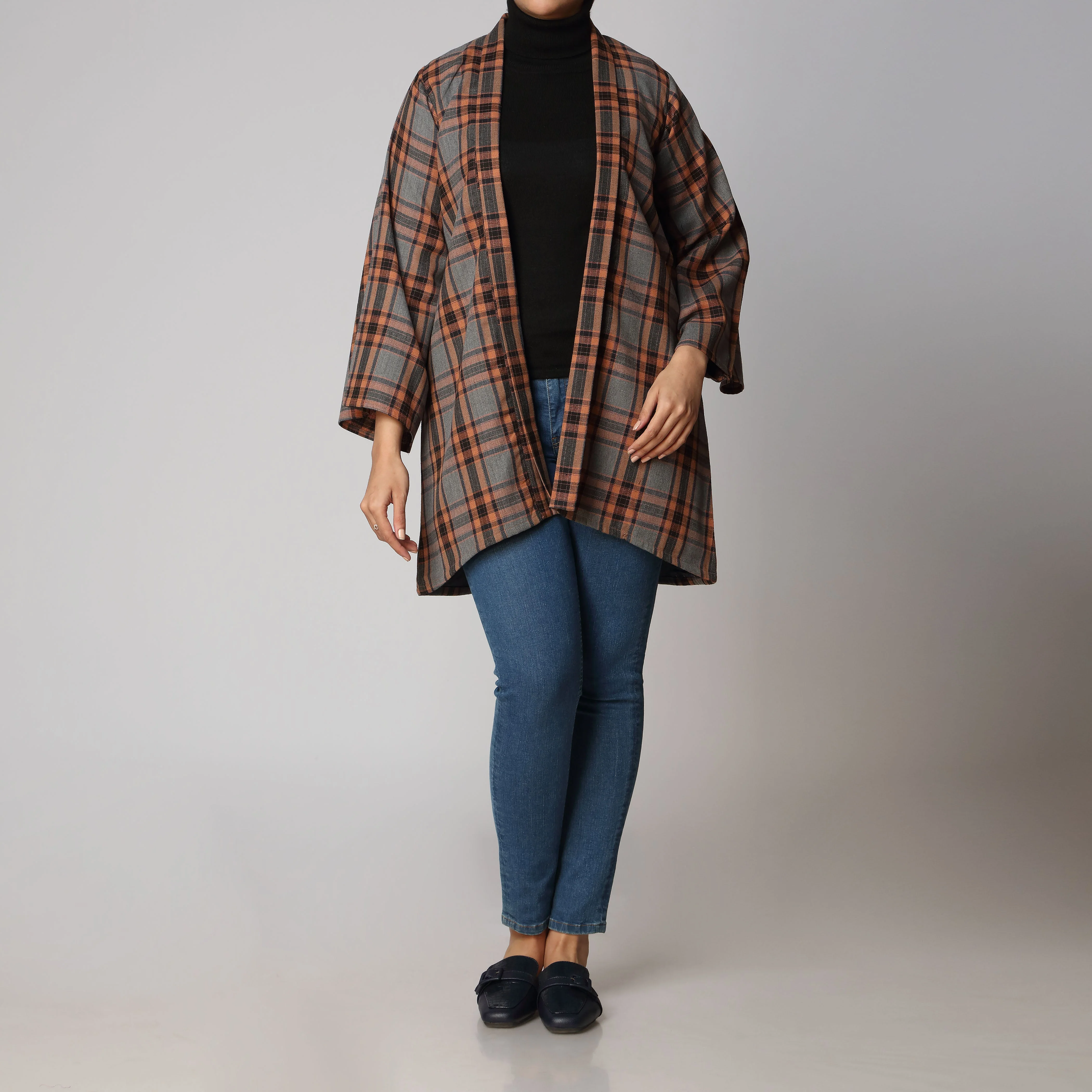 1PC- Flannel Checkered Open Shirt PW2311 - Image 2