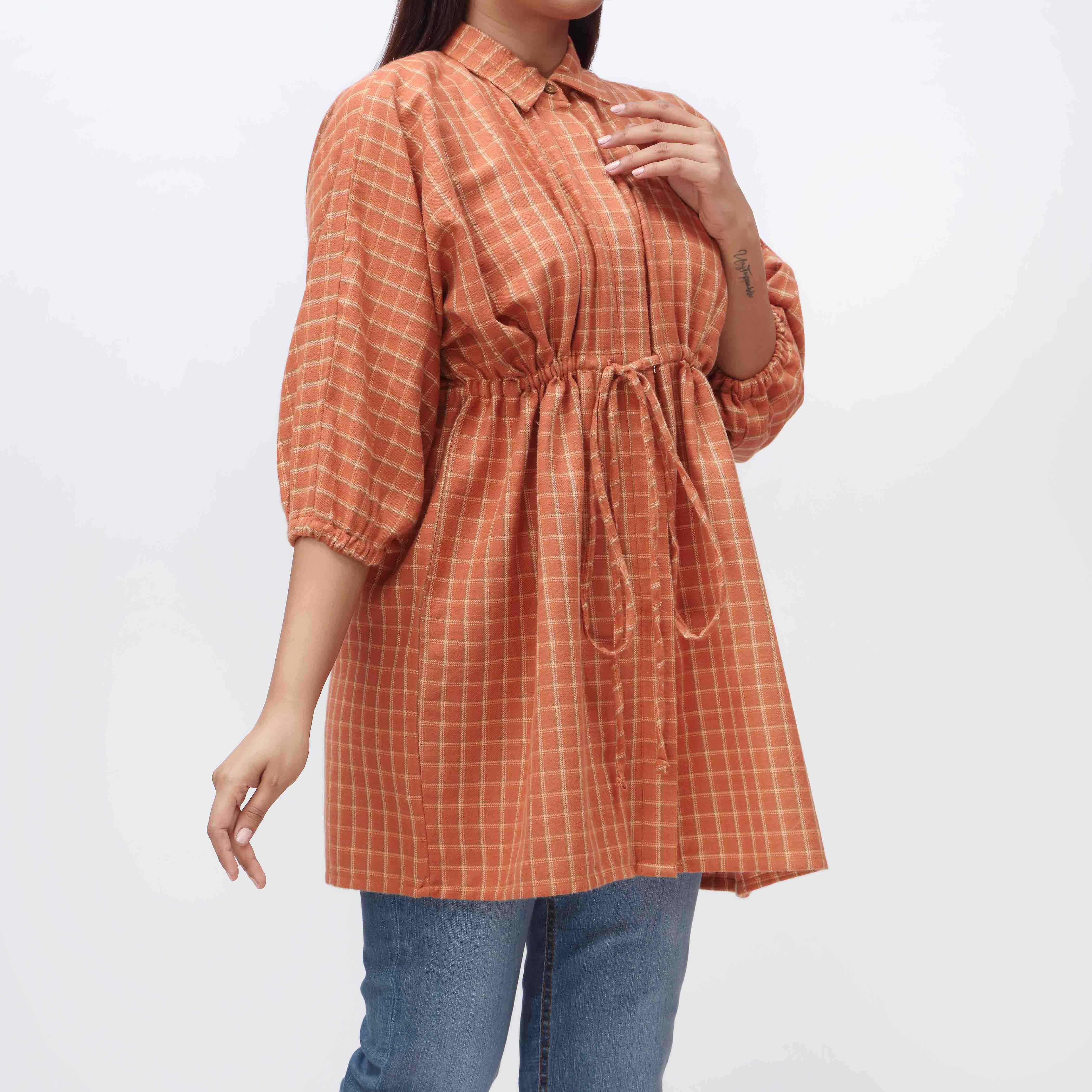 1PC- Flannel Checkered Top PW3274 - Image 2