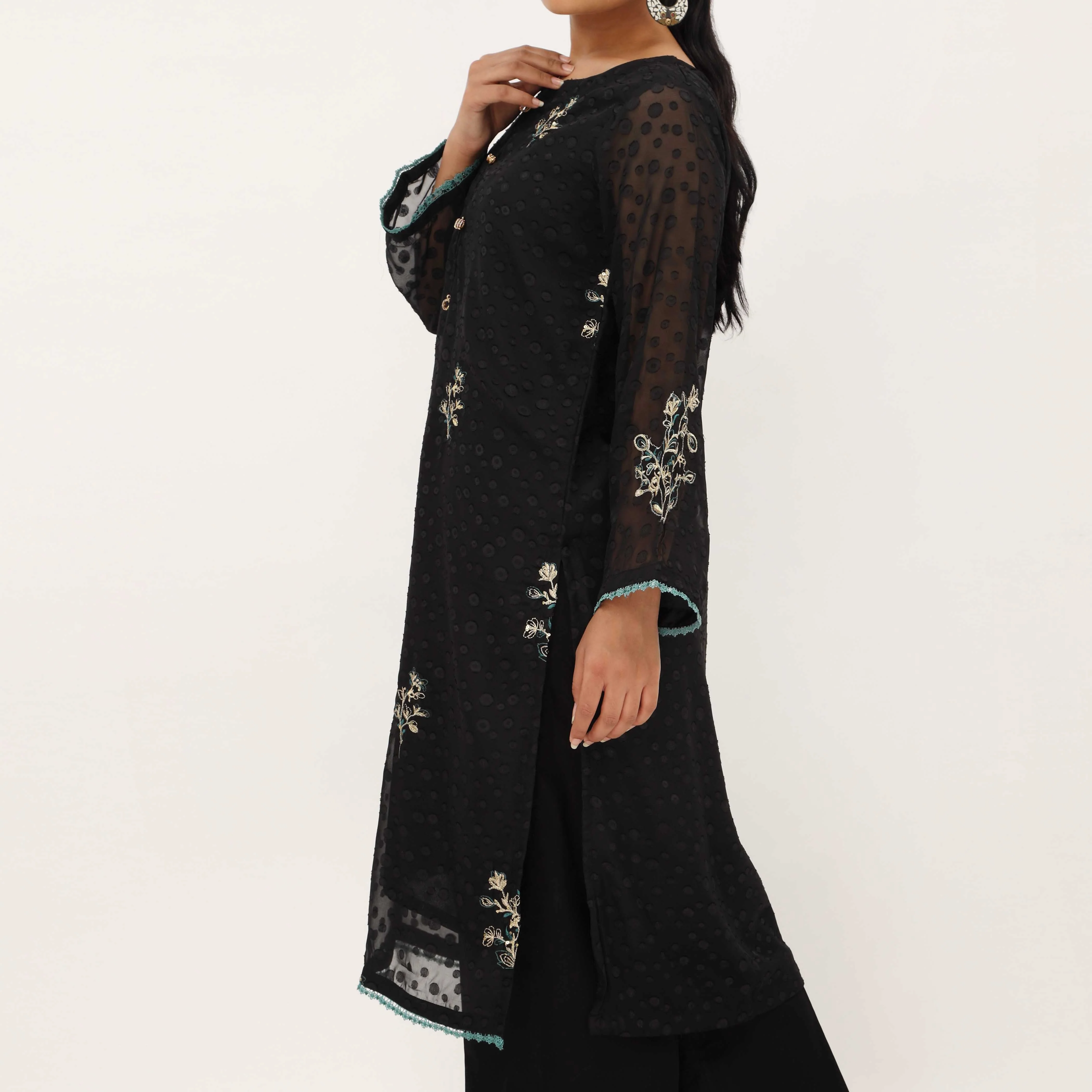 1PC- Georget Broshia Chiffon Shirt PS5331 - Image 3
