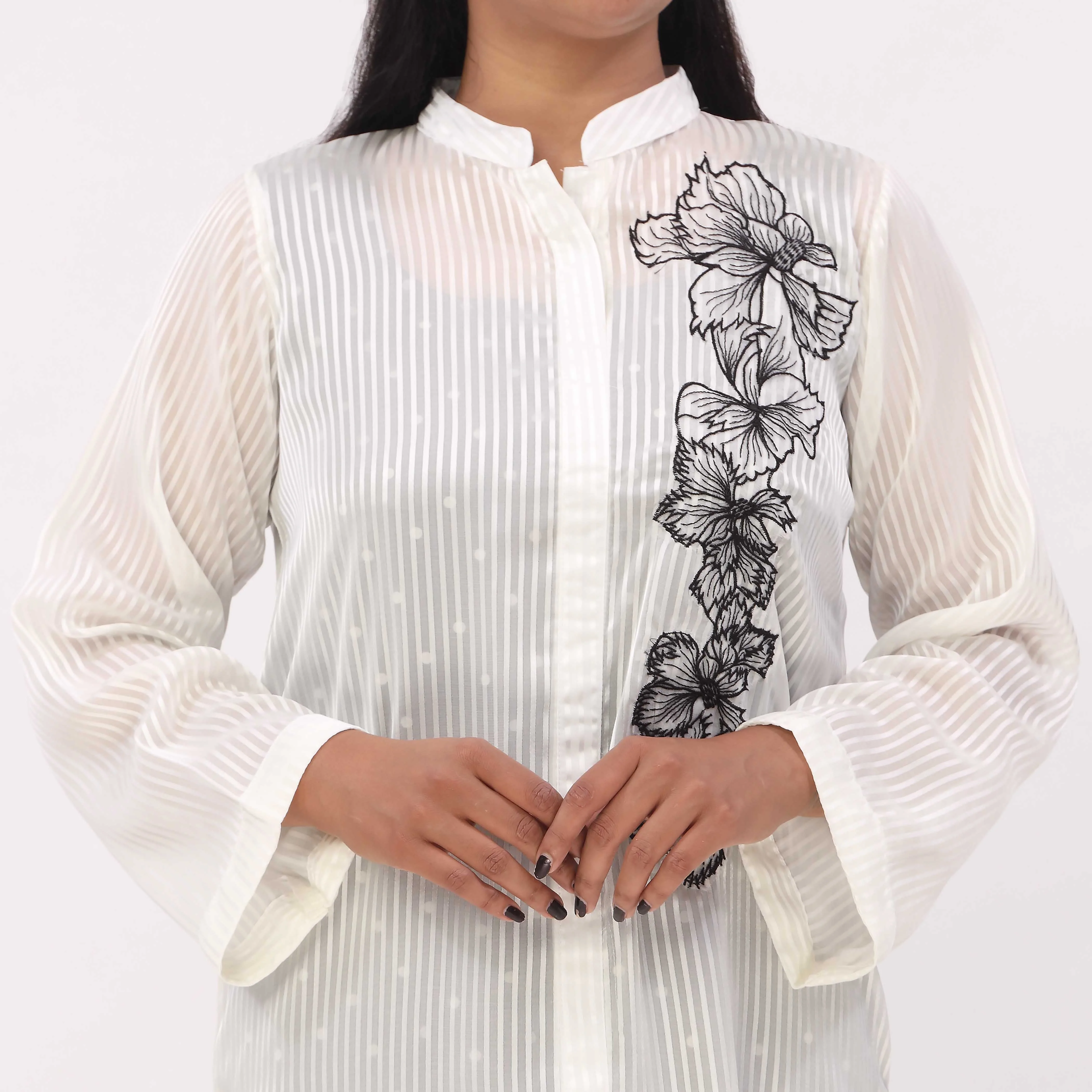 1PC- Georget Chiffon Shirt PW5006 - Image 3