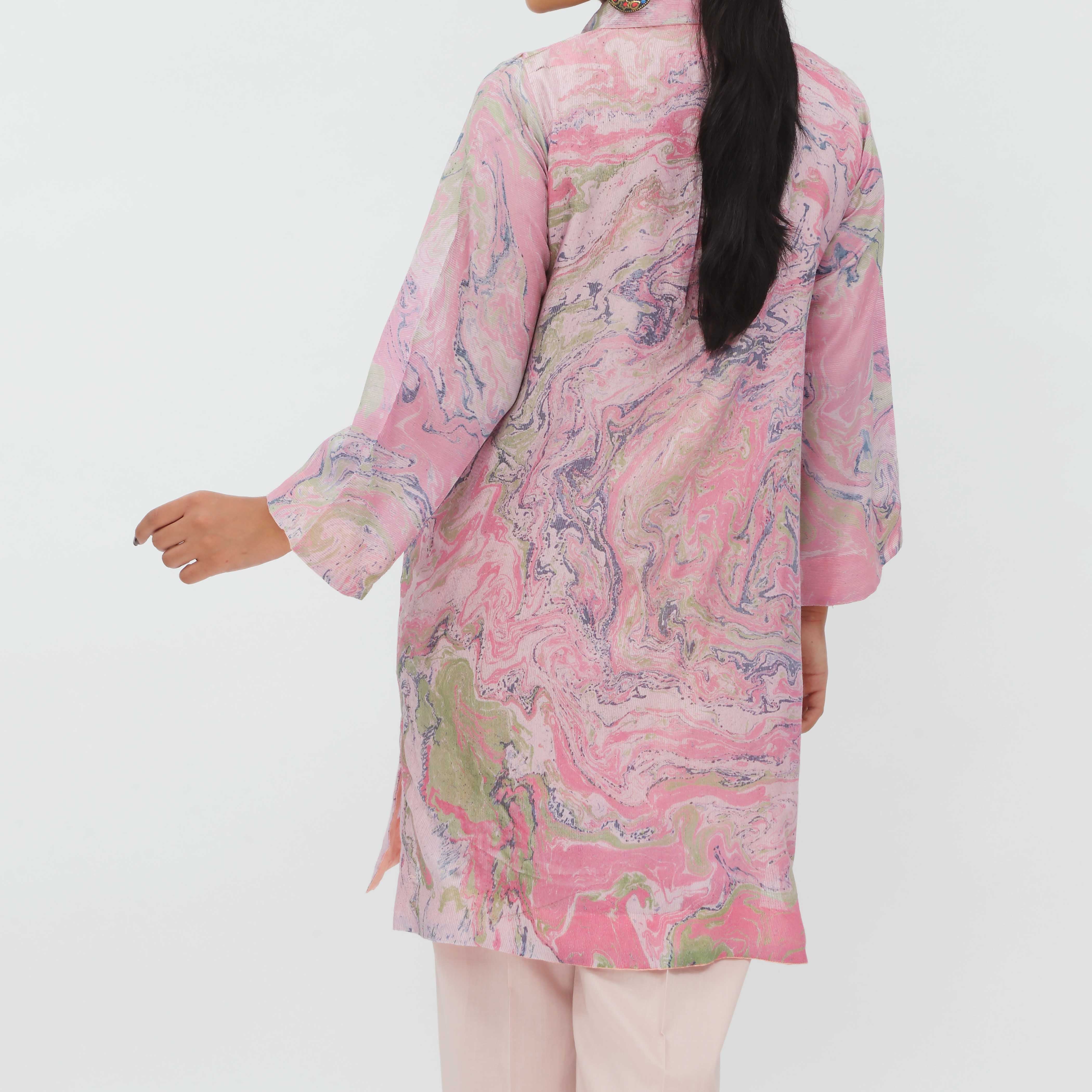 1PC- Hand Painted Khadi Net Shirt PS5360 - Image 4