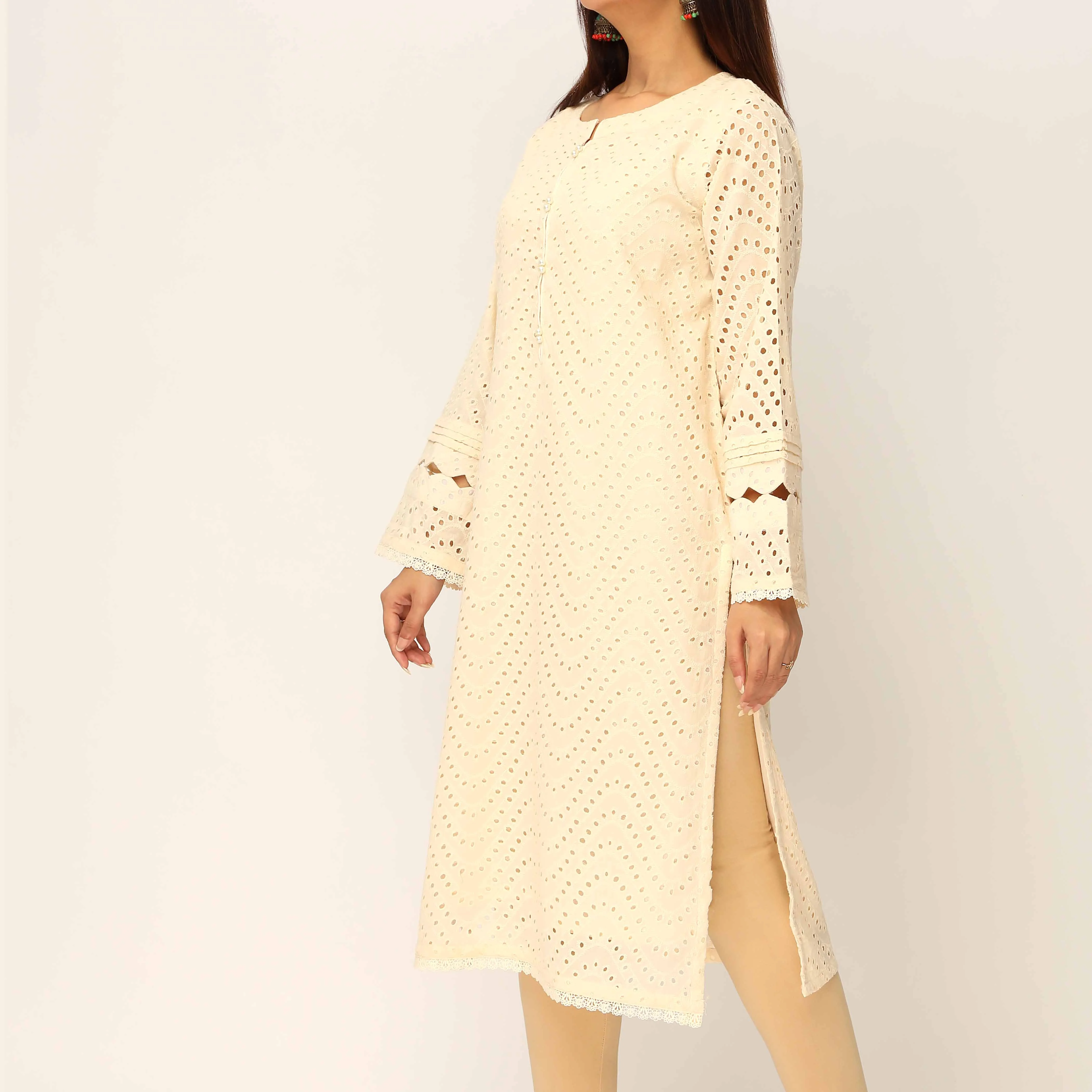 1PC- Schiffli Chikan Lawn Shirt PS5287 - Image 2