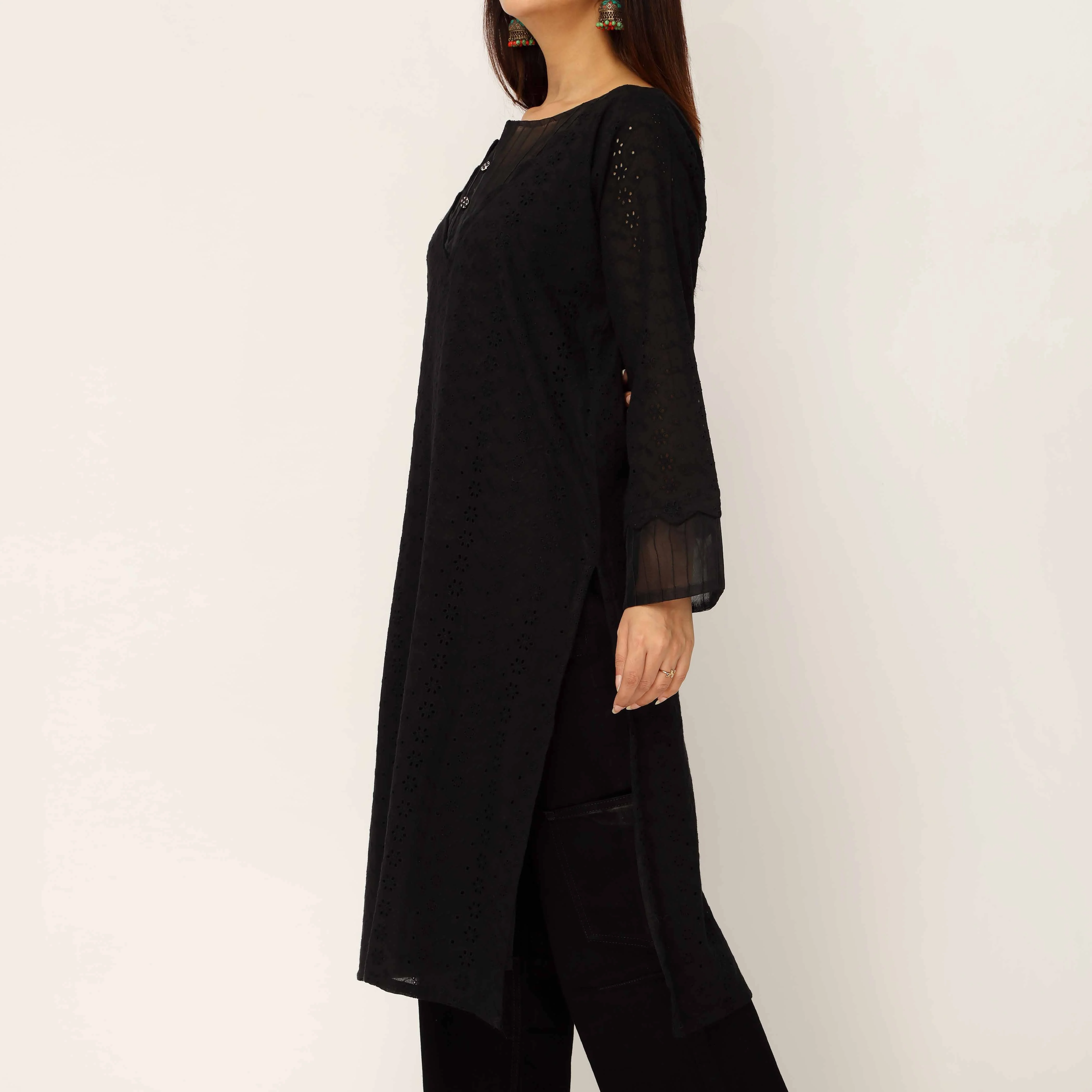 1PC- Schiffli Chikan Lawn Shirt PS5290 - Image 2