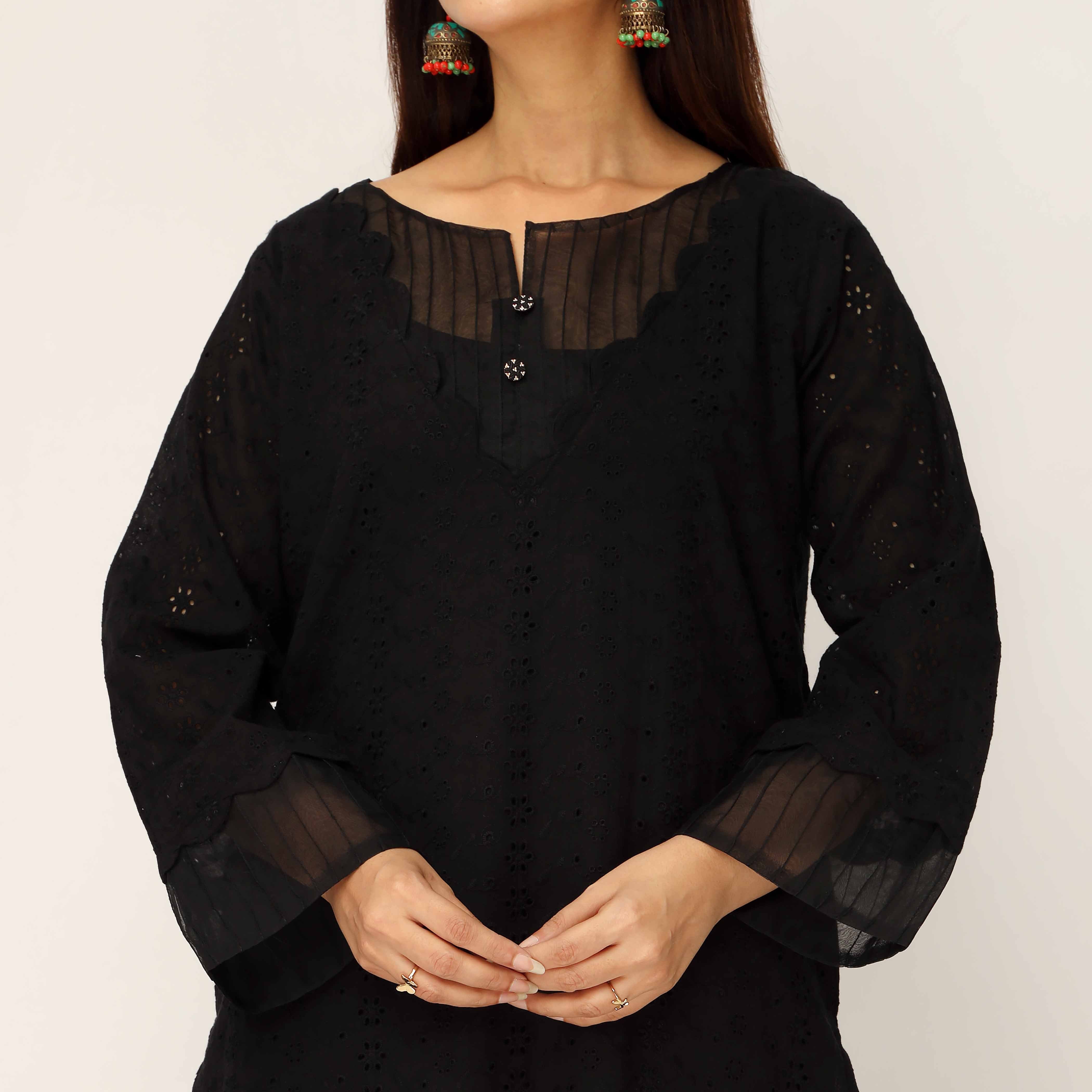 1PC- Schiffli Chikan Lawn Shirt PS5290 - Image 3