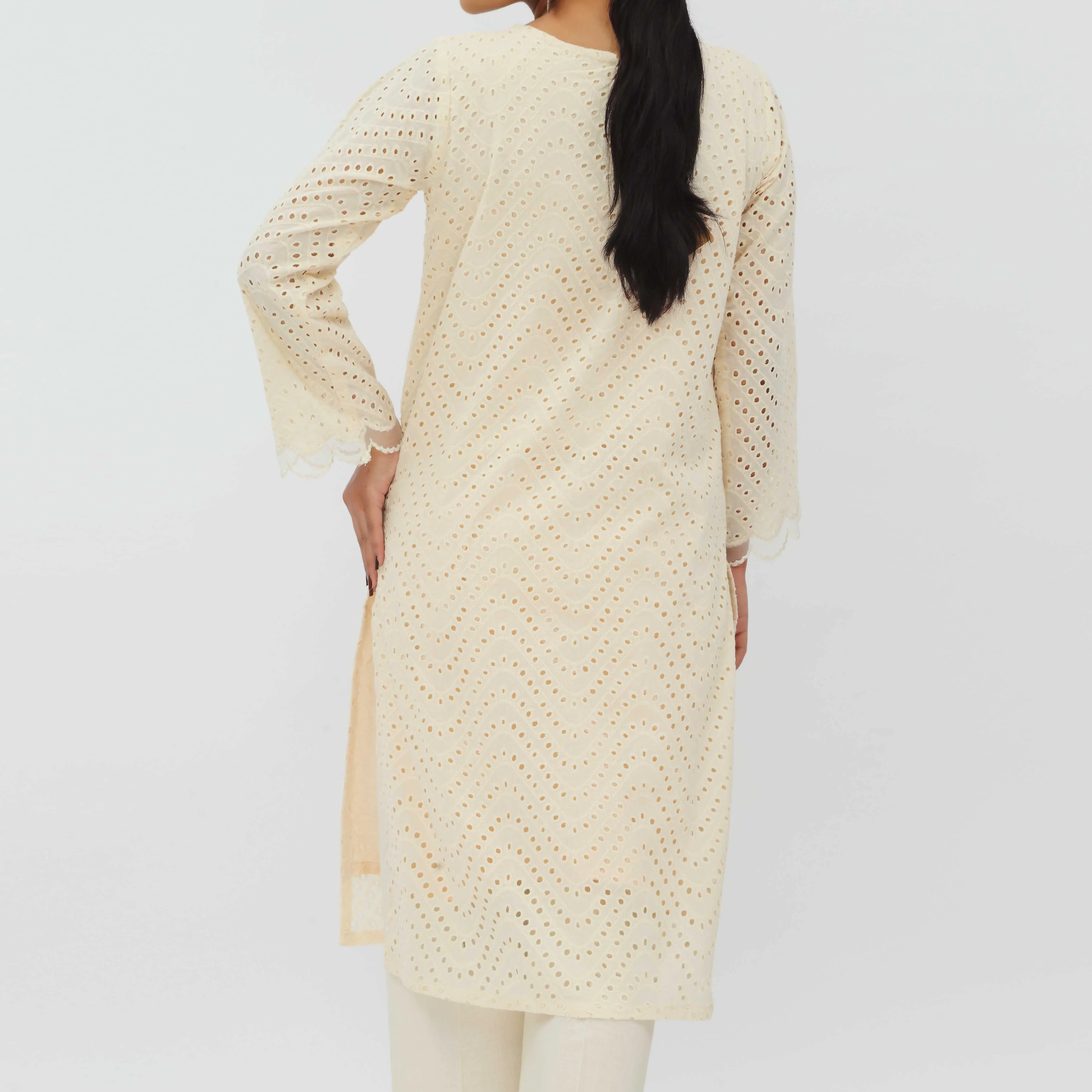 1PC- Schiffli Chikankari Lawn Shirt PS5284 - Image 3