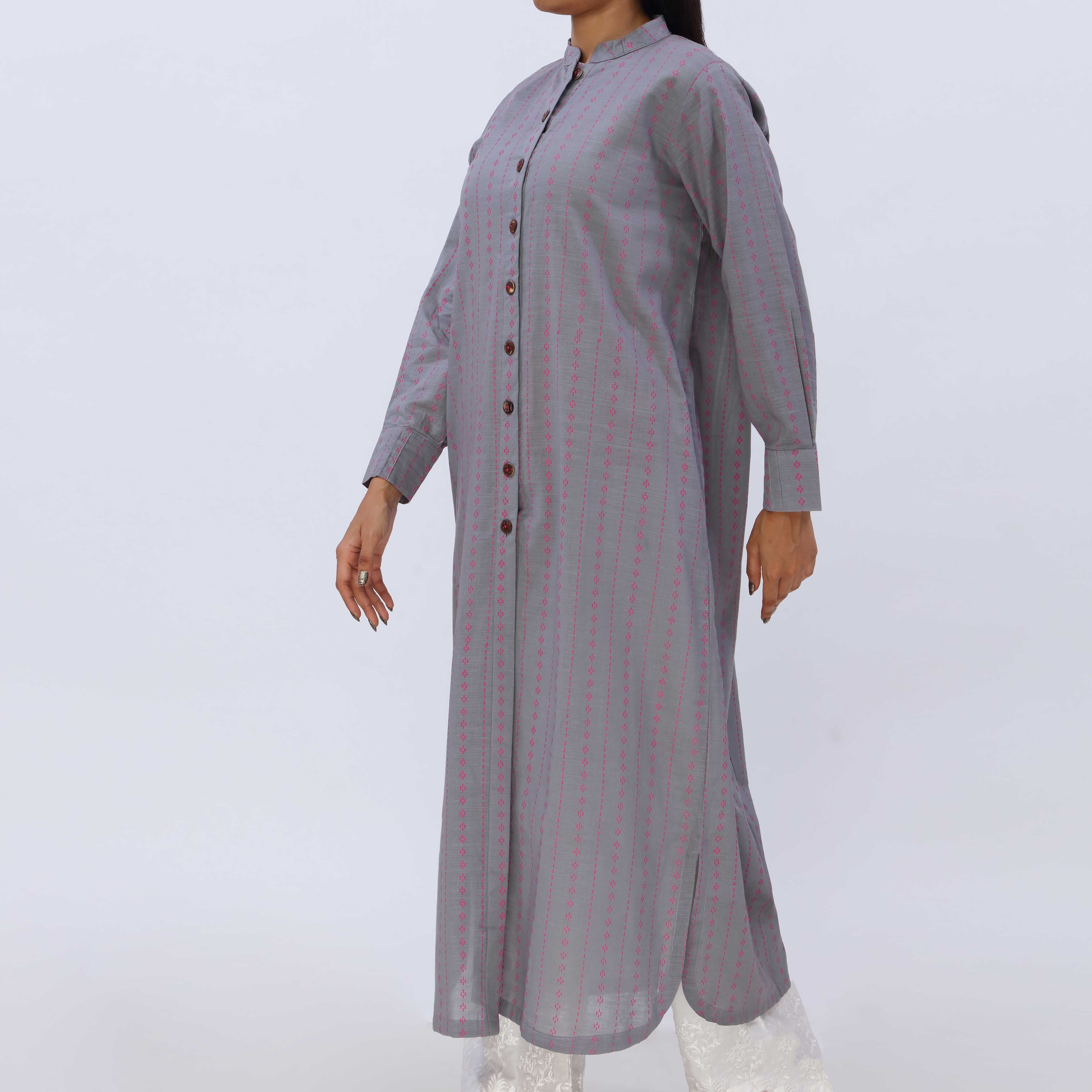 1PC- Slub Khaddar Printed Shirt PW5001 - Image 4