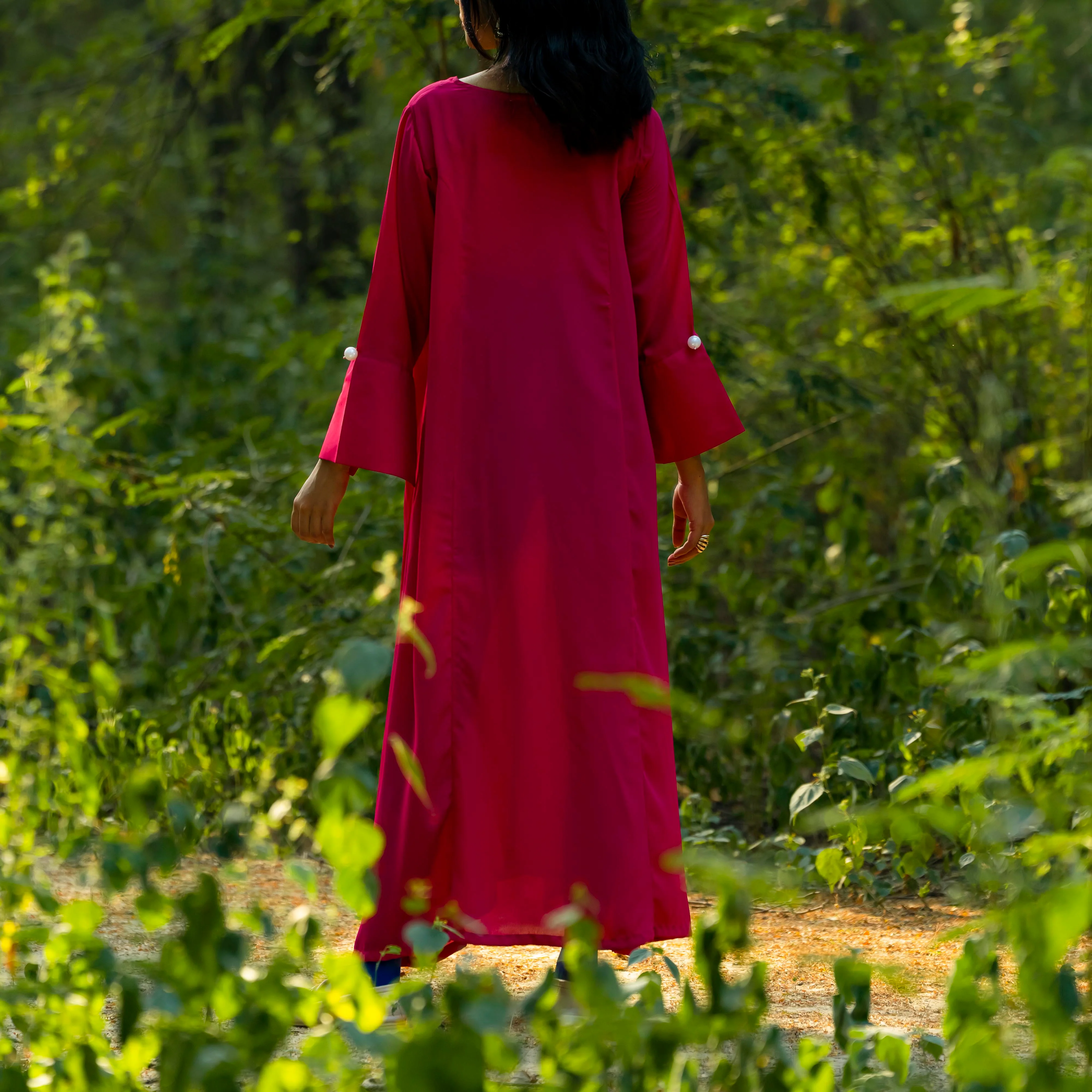 1PC- Solid Georget Chiffon Shirt PW3097 - Image 2