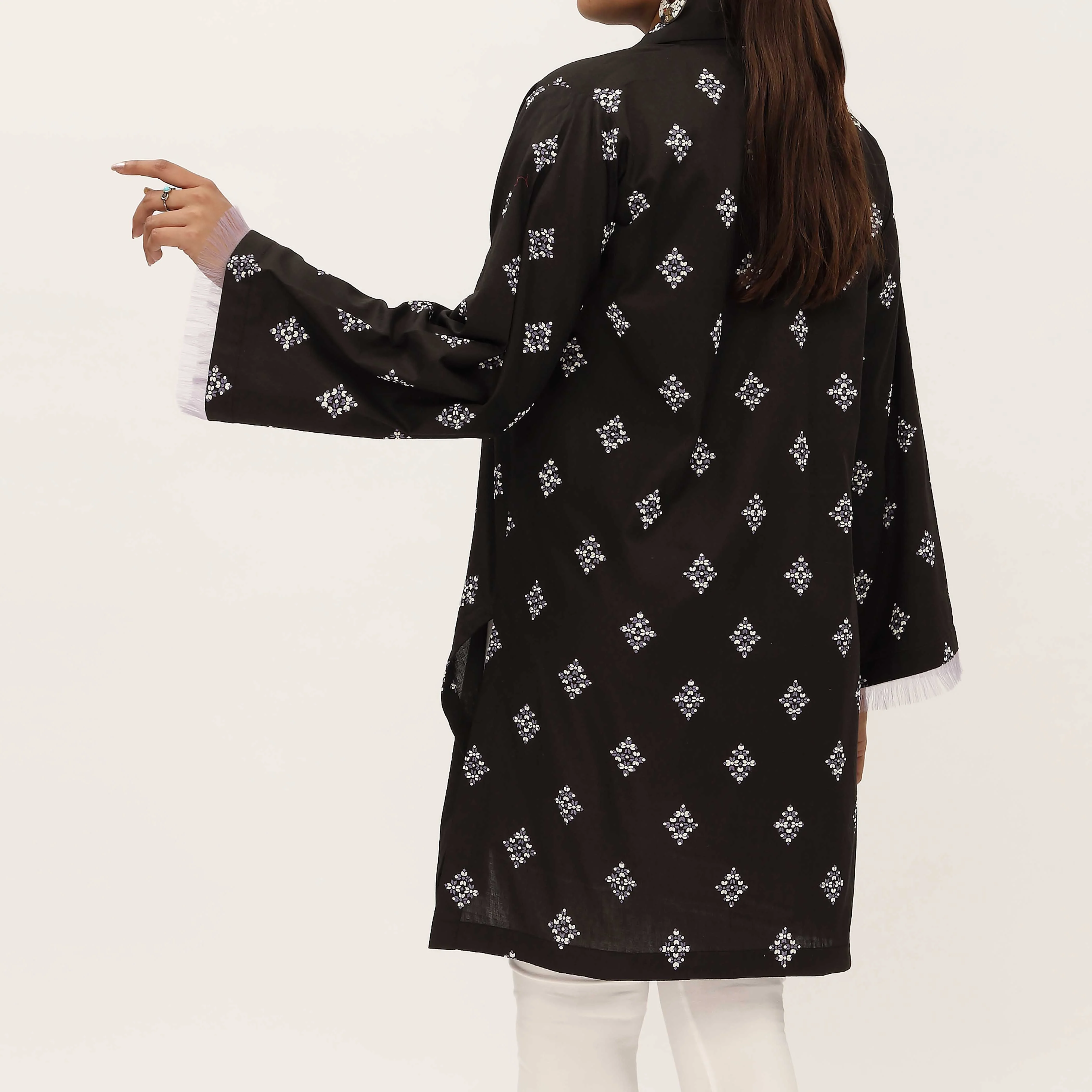 1PC- Unstitched Screen Printed Cotton Shirt US5305 - Image 4