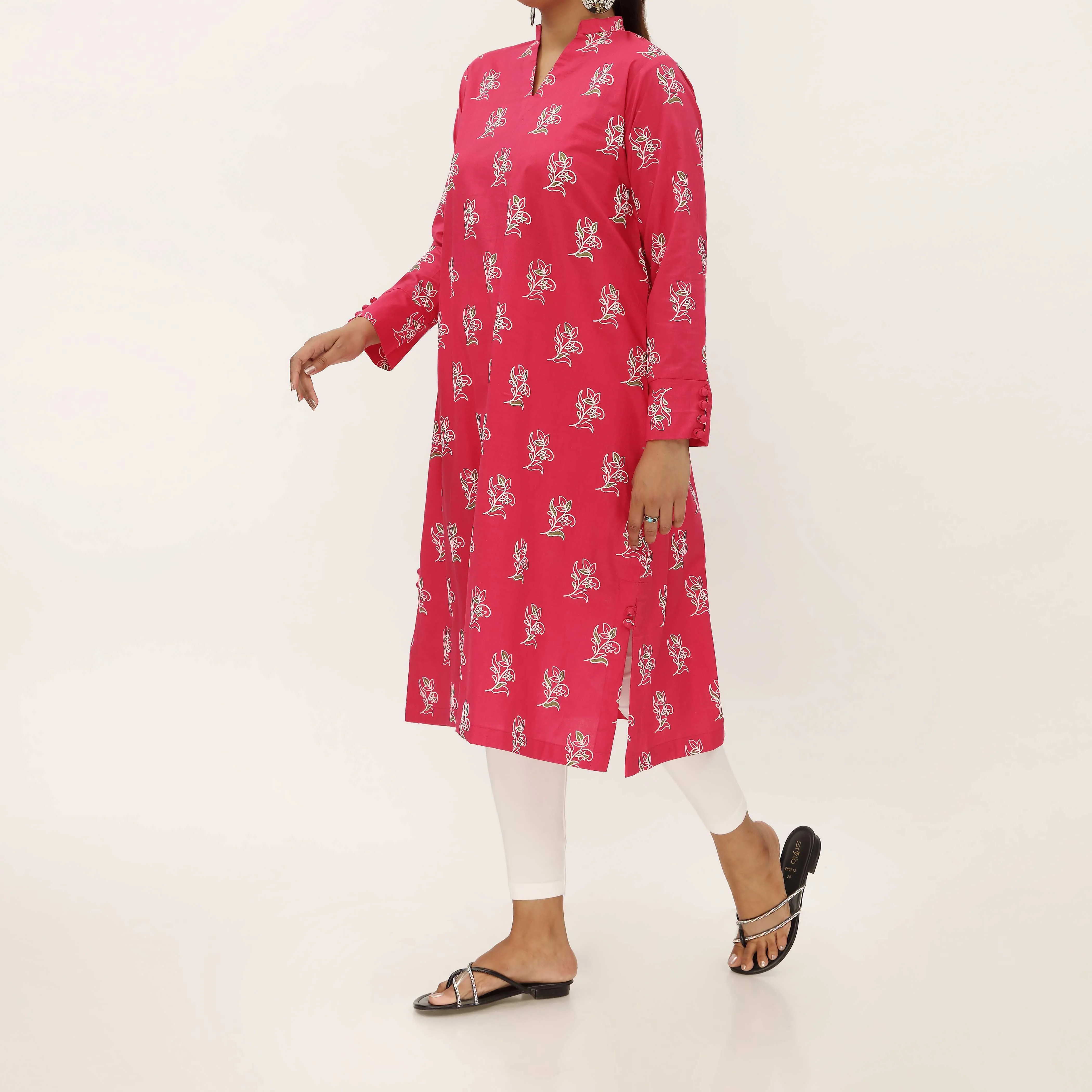 1PC- Unstitched Screen Printed Cotton Shirt US5317 - Image 2