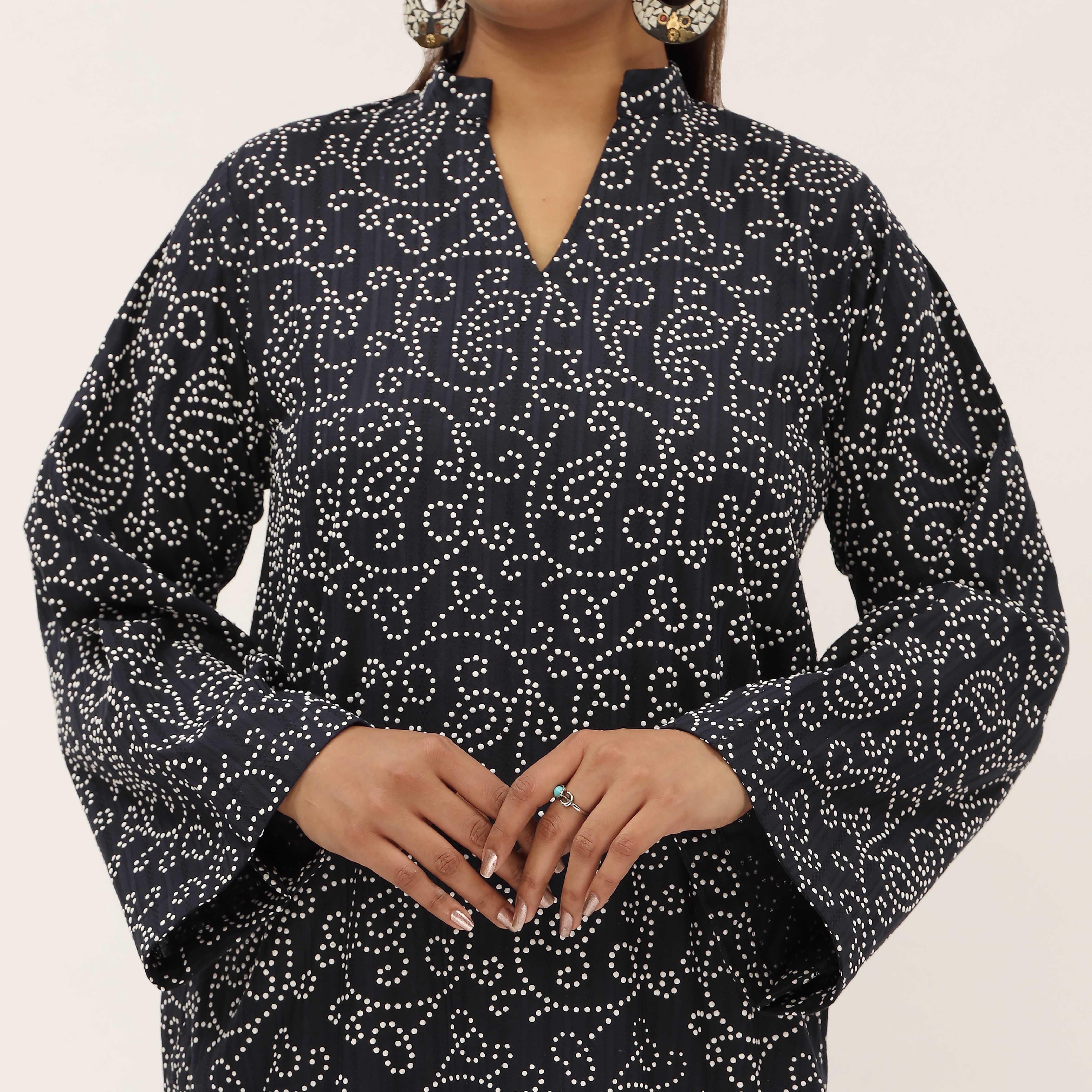 1PC- Unstitched Screen Printed Cotton Shirt US5322 - Image 3