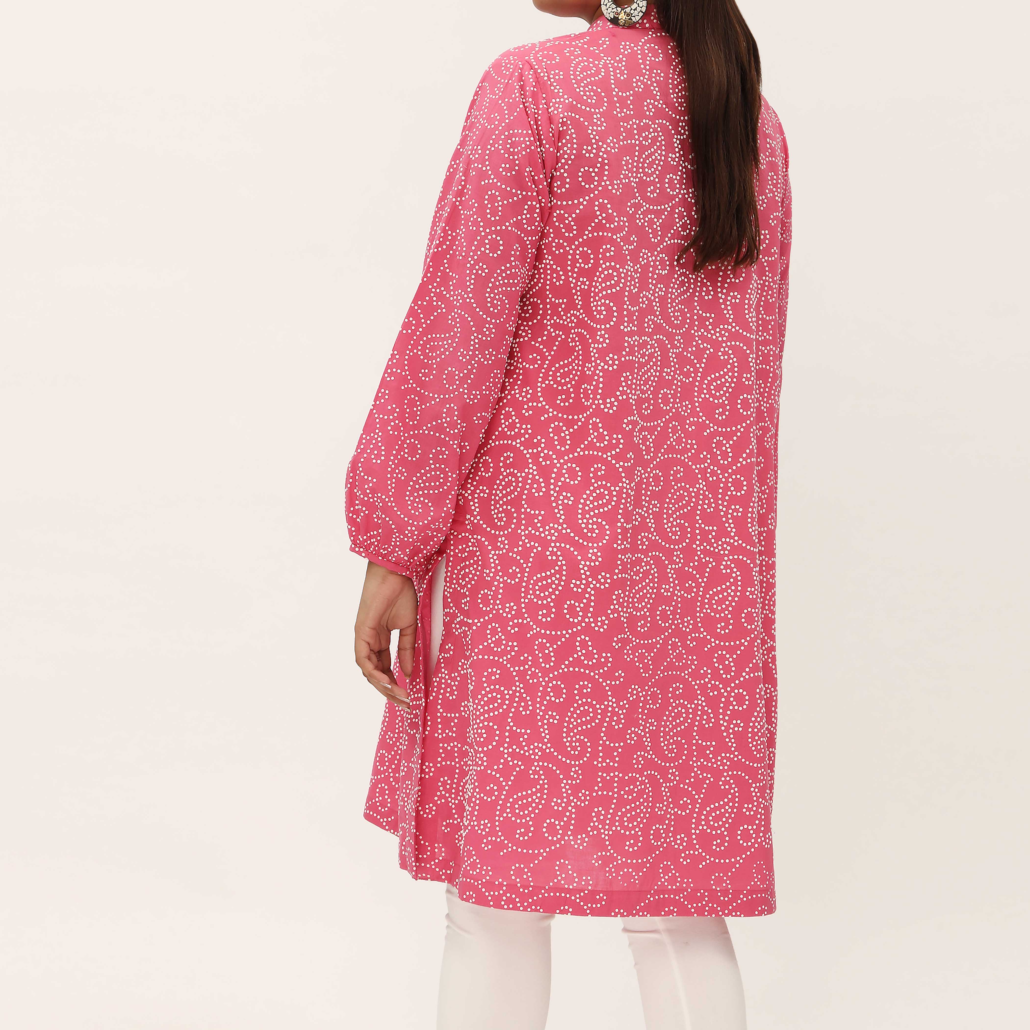 1PC- Unstitched Screen Printed Cotton Shirt US5323 - Image 3