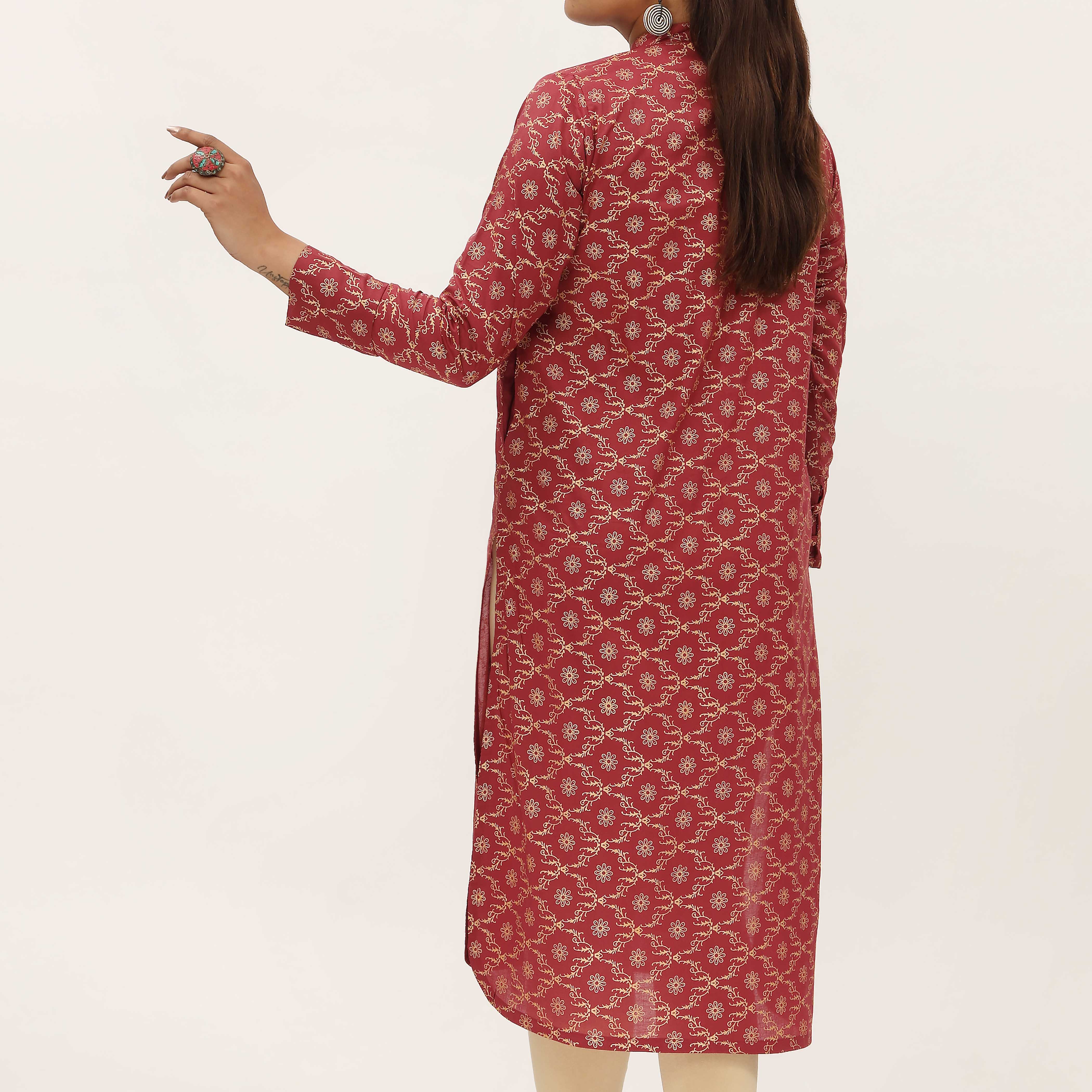 1PC- Unstitched Screen Printed Cotton Shirt US5333 - Image 3