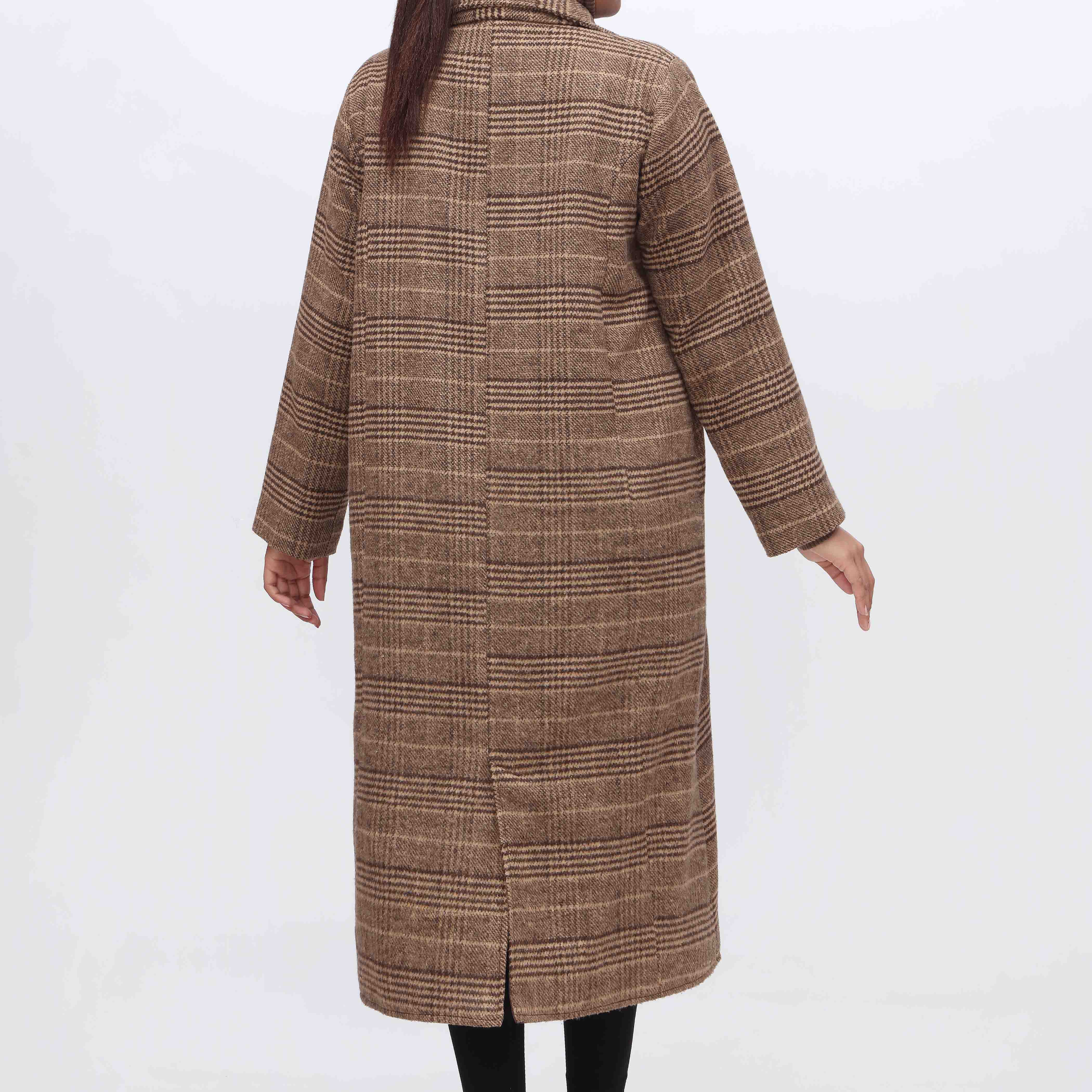 1PC- Woolen Checkered Coat PW3064 - Image 3