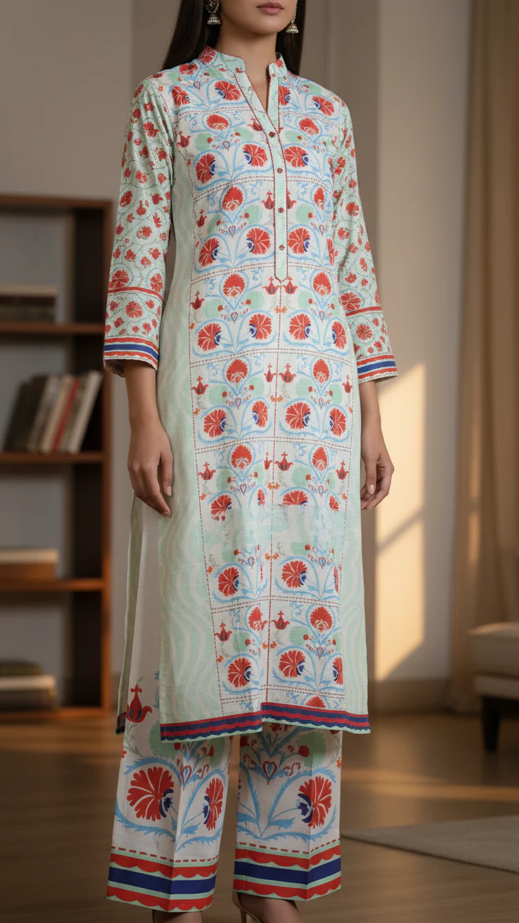 2 PC Digital Printed Slub Khaddar Suit PW5268