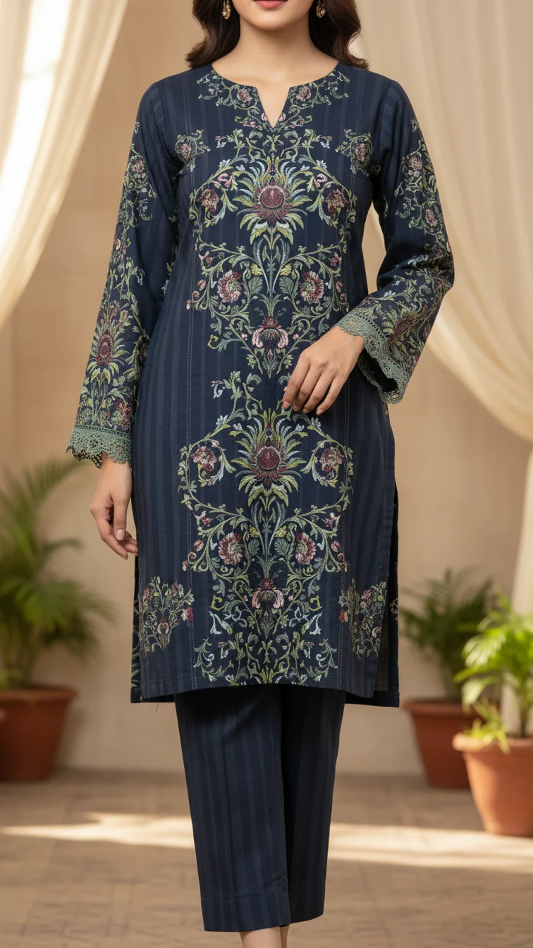 2 PC Digital Printed Slub Khaddar Suit PW5315