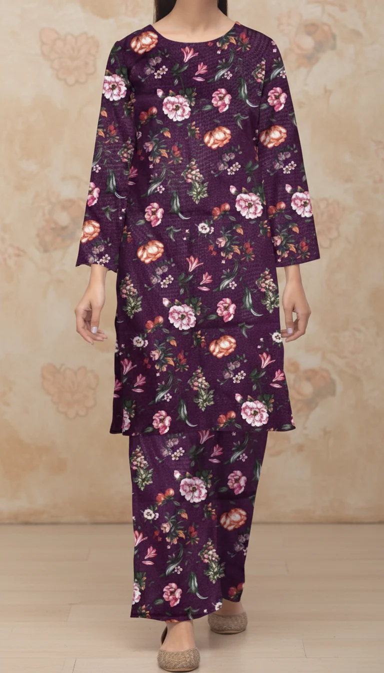 2 PC UnStitched Digital Printed Lawn Suit US6025 - Image 2