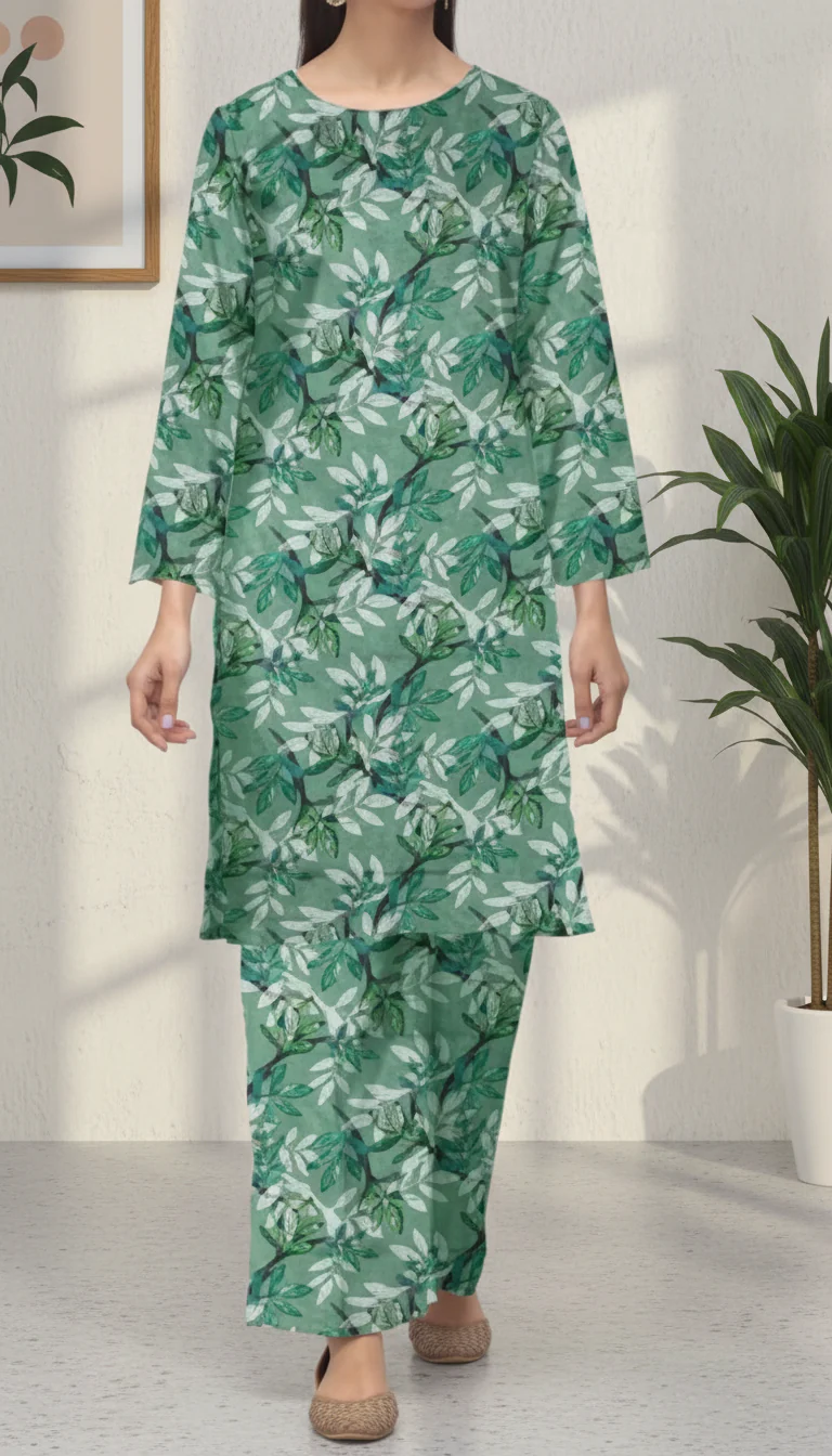 2 PC UnStitched Digital Printed Lawn Suit US6026 - Image 2