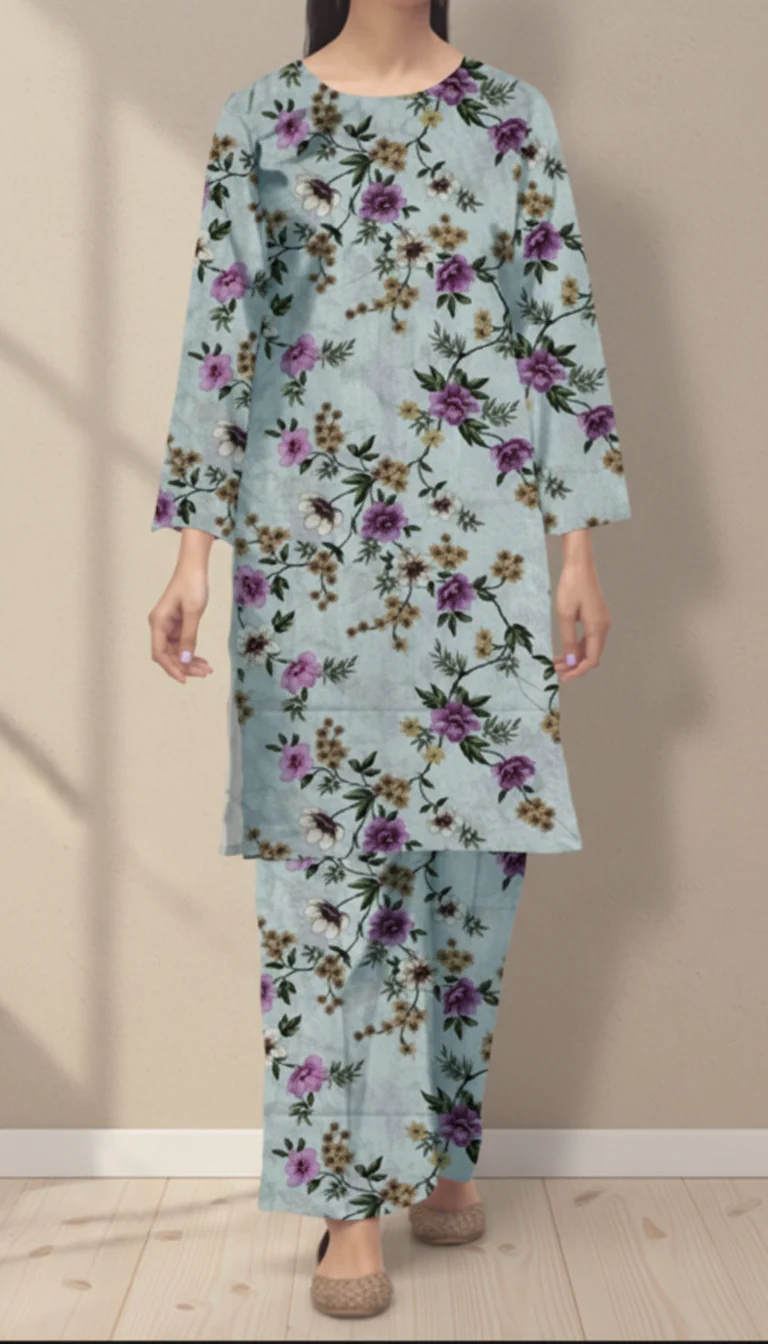 2 PC UnStitched Digital Printed Lawn Suit US6029 - Image 2