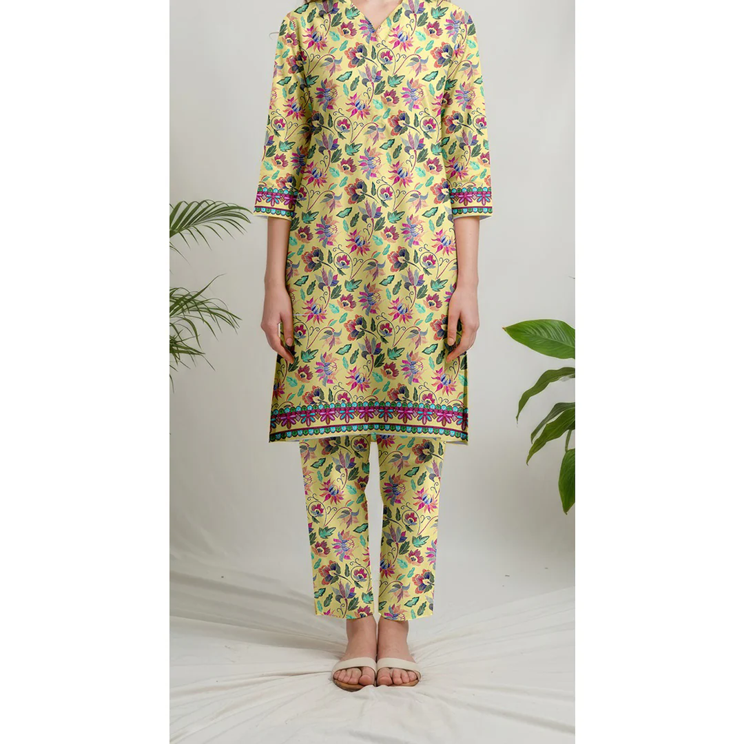 2 PC Unstitched Printed Suit UW5075 - Image 2