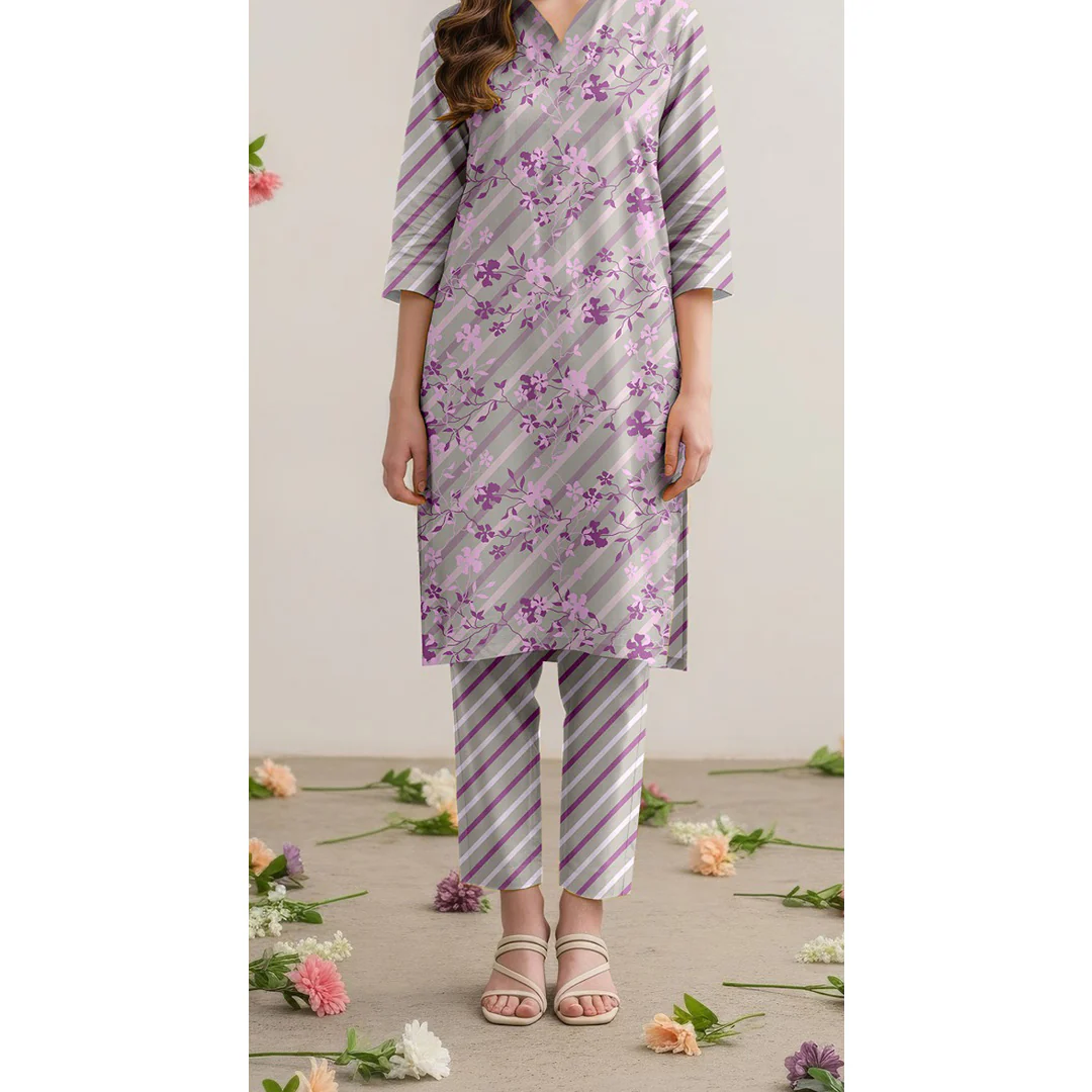 2 PC Unstitched Printed Suit UW5080 - Image 2