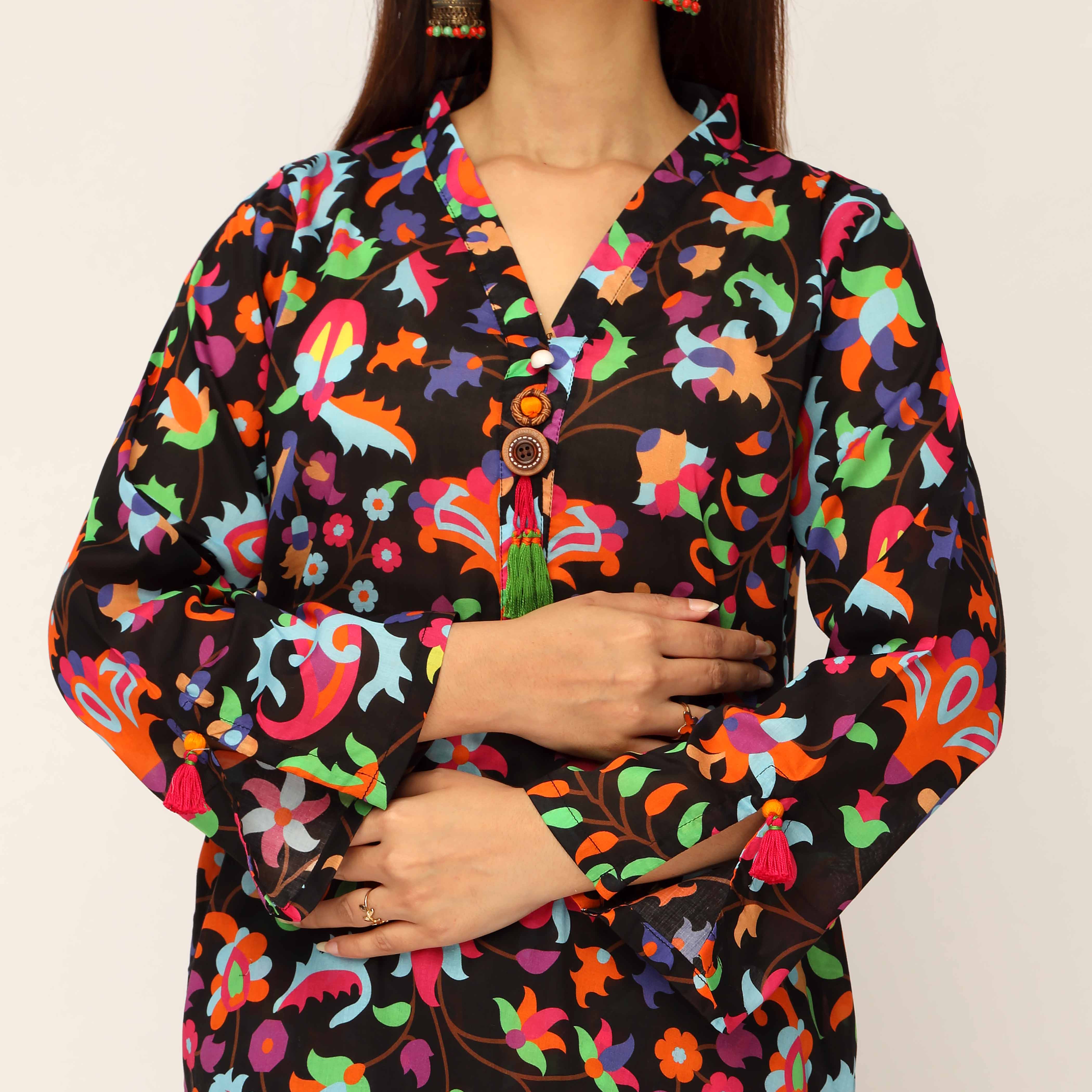 2PC- Digital Printed Cambric Co-ord Set PS5164 - Image 2