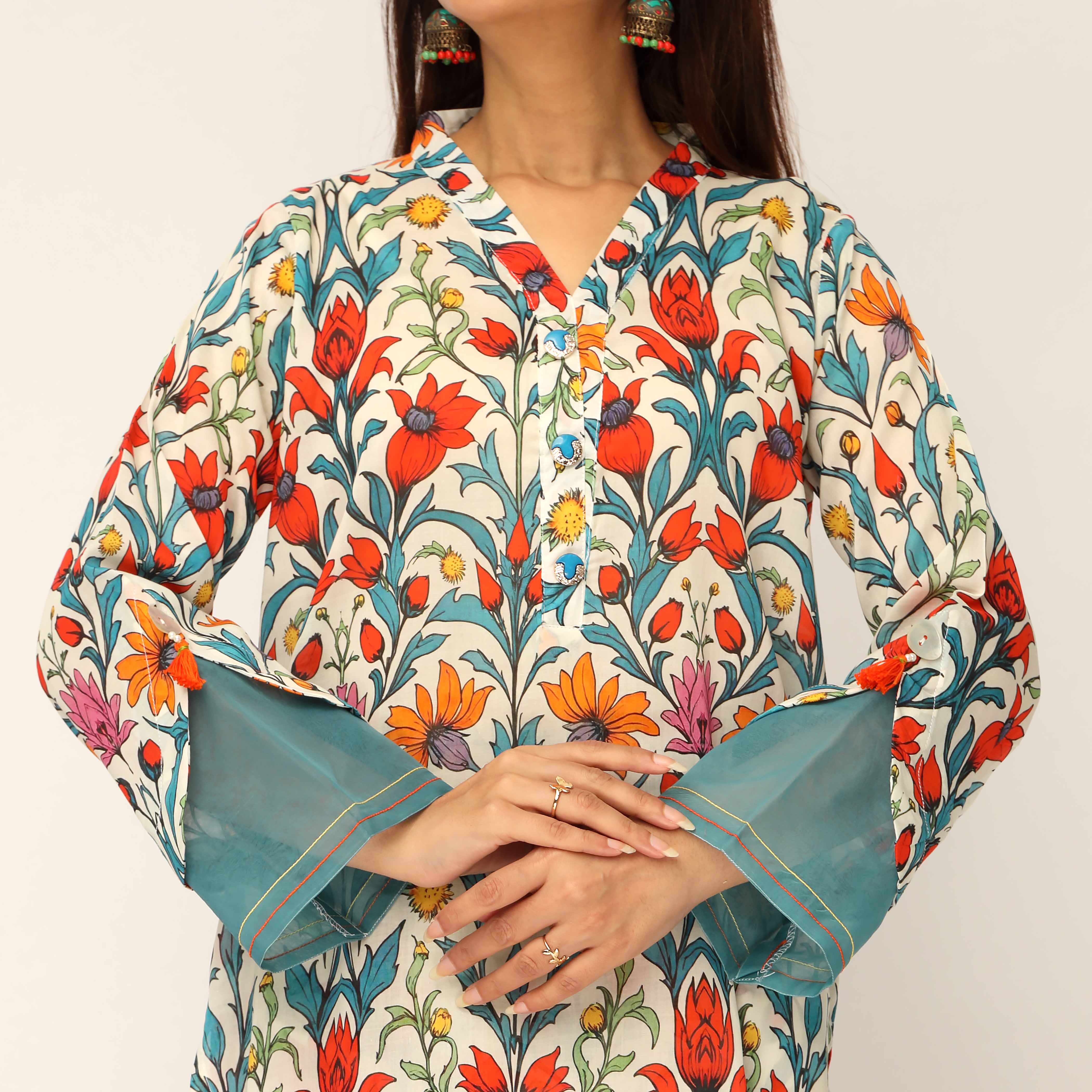 2PC- Digital Printed Cambric Co-ord Set PS5166 - Image 2