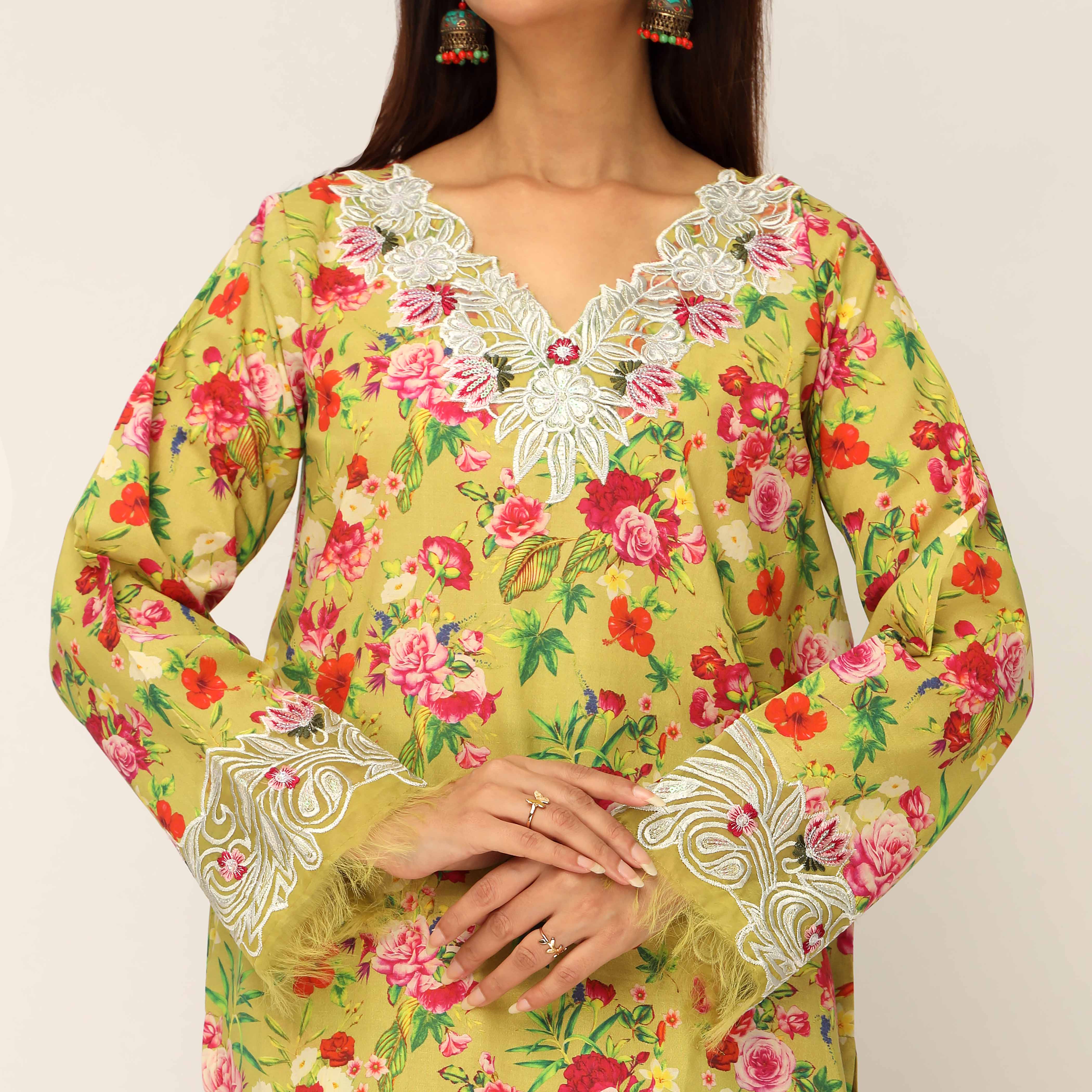 2PC- Digital Printed Cambric Co-ord Set PS5248 - Image 2