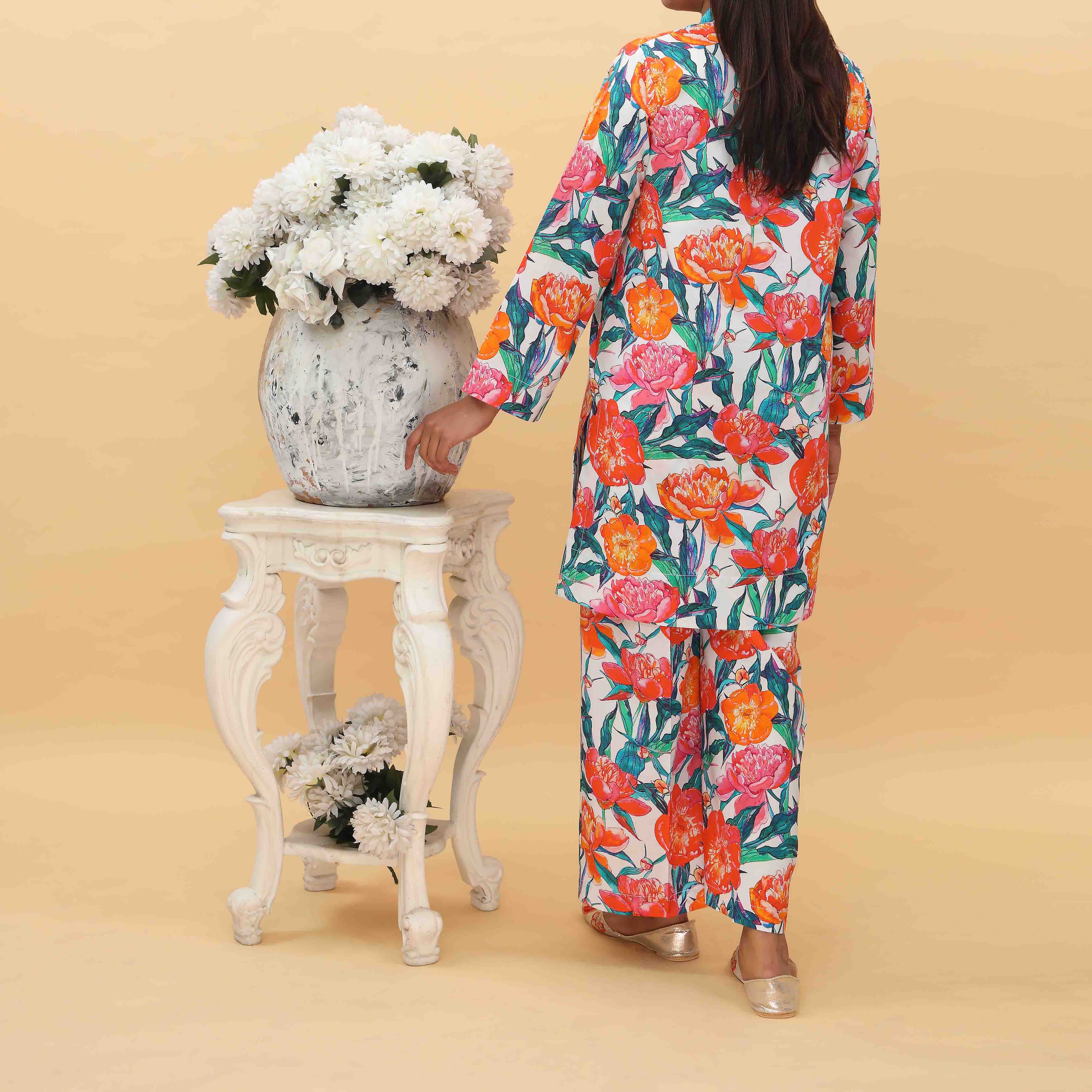 2PC- Digital Printed Cambric Cord Set PS5129 - Image 4