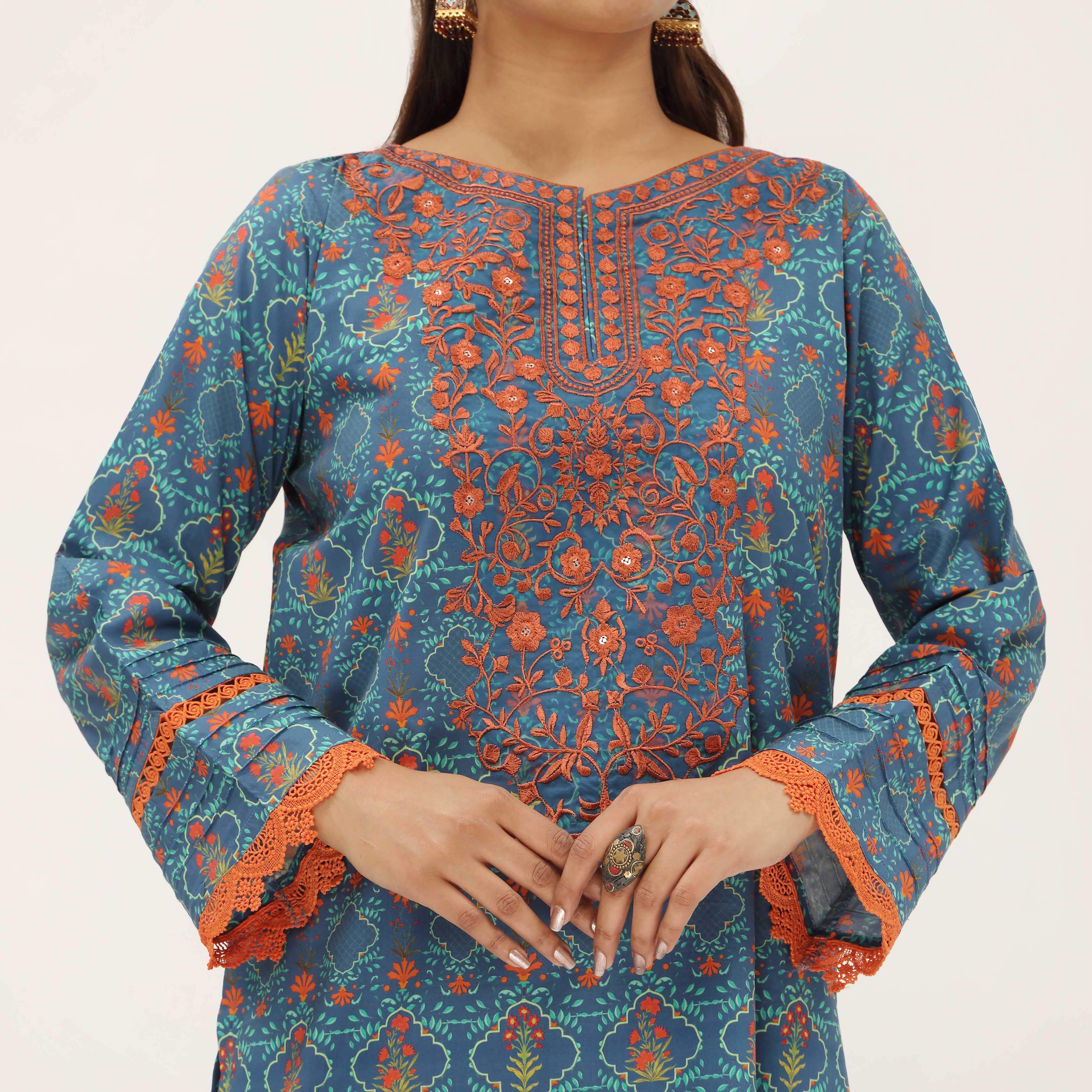 2PC- Digital Printed Cambric Suit PS5135 - Image 2