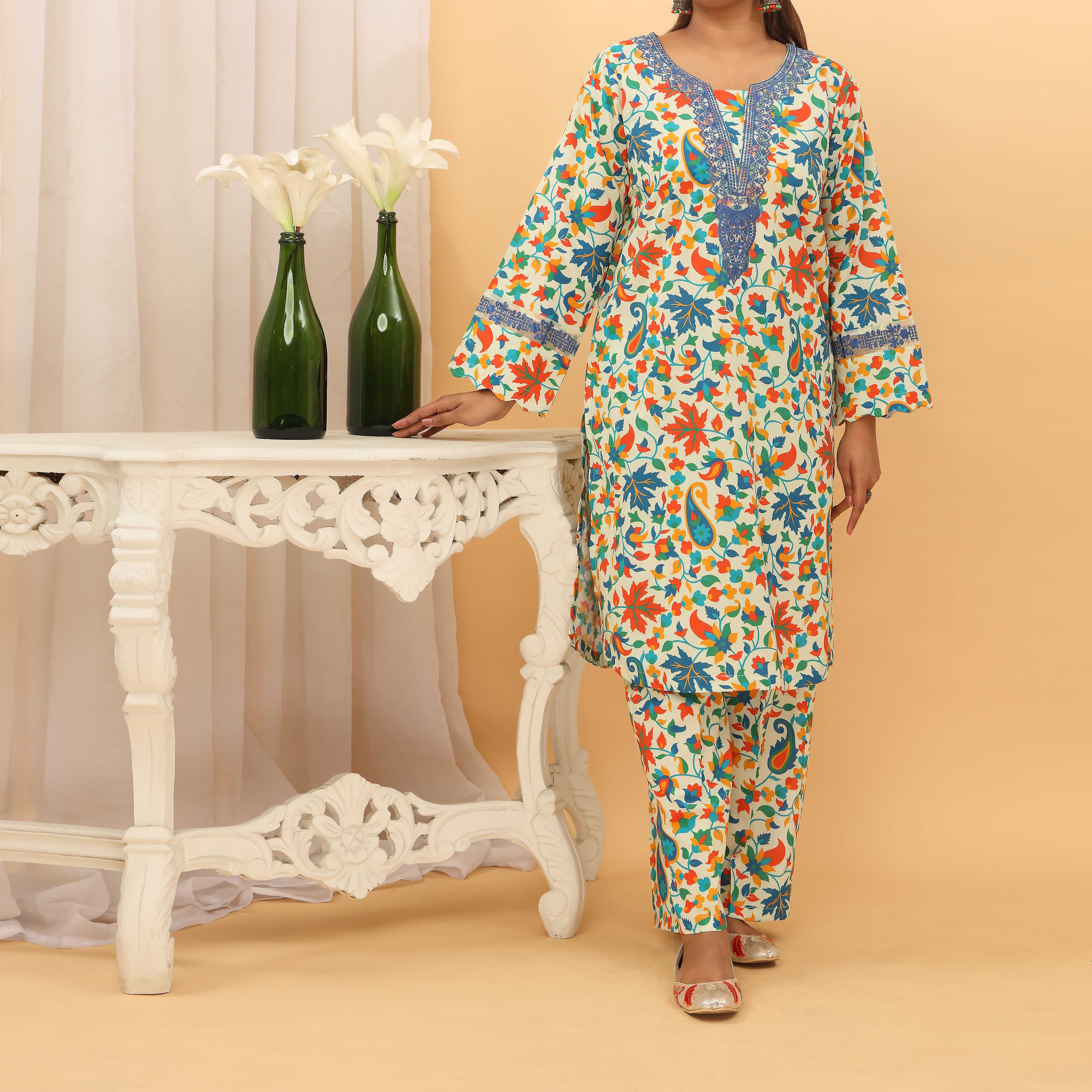 2PC- Digital Printed Cambric Suit PS5165 - Image 2
