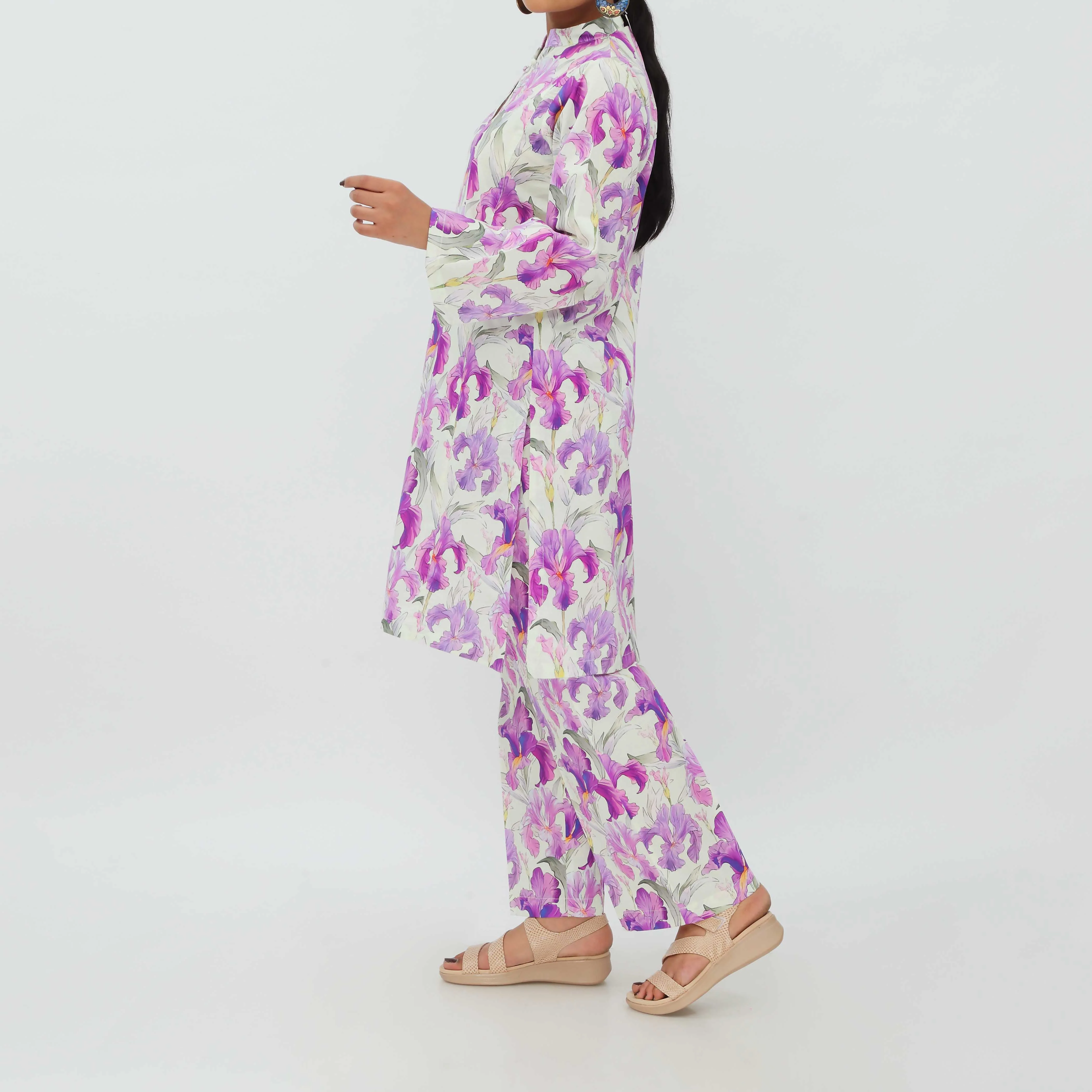2PC- Digital Printed Cotton Cambric Co-ord Set PS5369 - Image 4