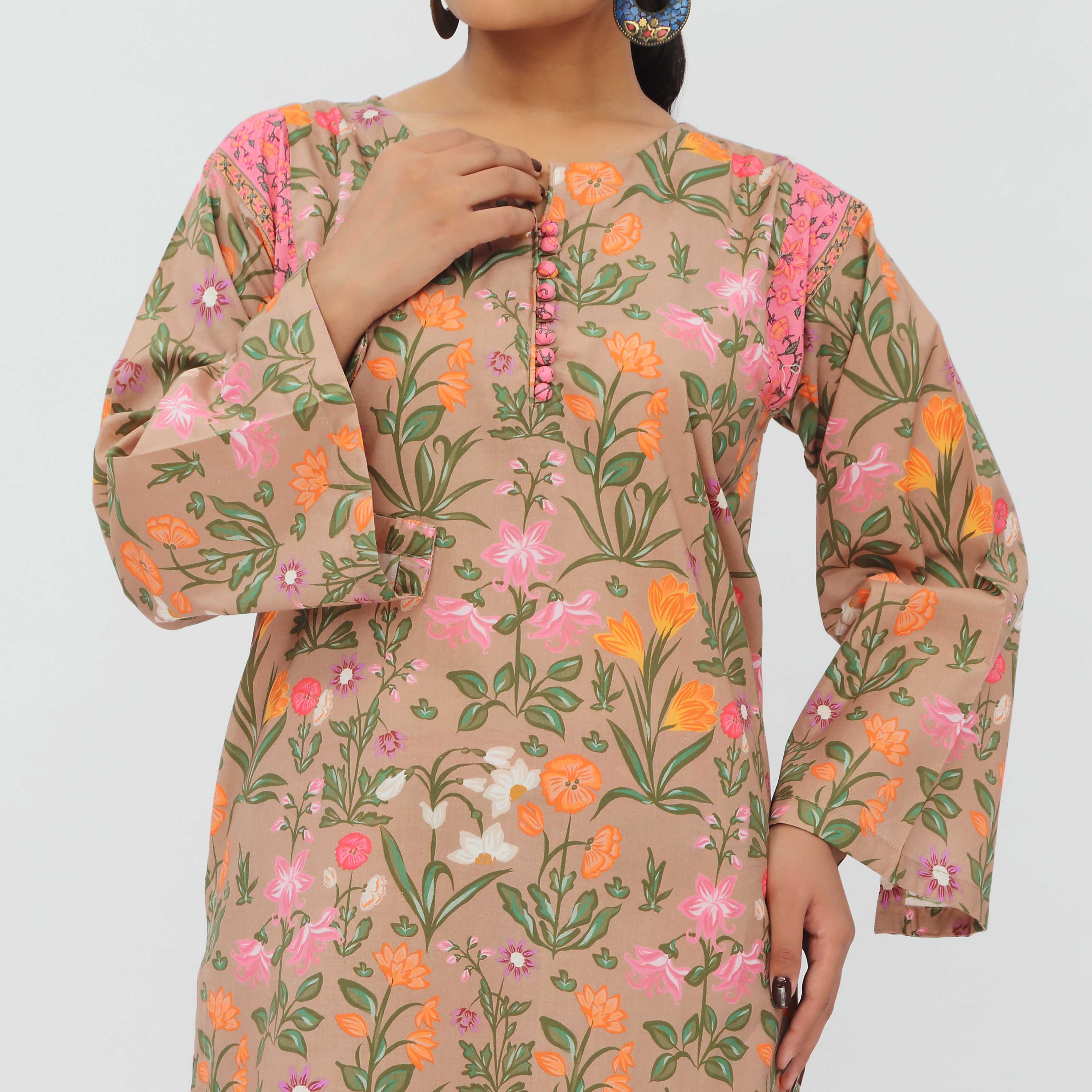 2PC- Digital Printed Cotton Cambric Co-ord Set PS5376 - Image 2