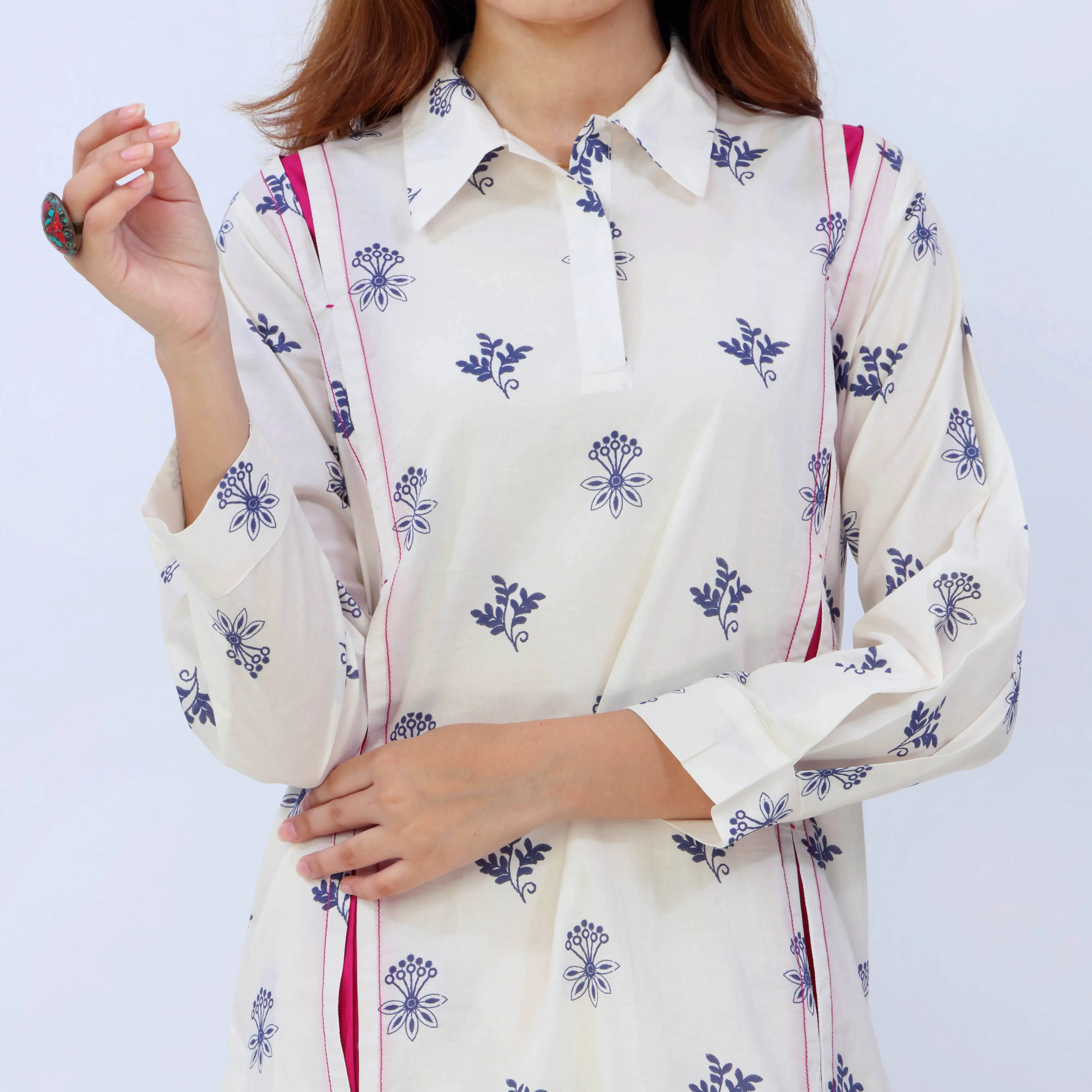 2PC- Digital Printed Cotton Cambric Co-Ord Set PS5439 - Image 2