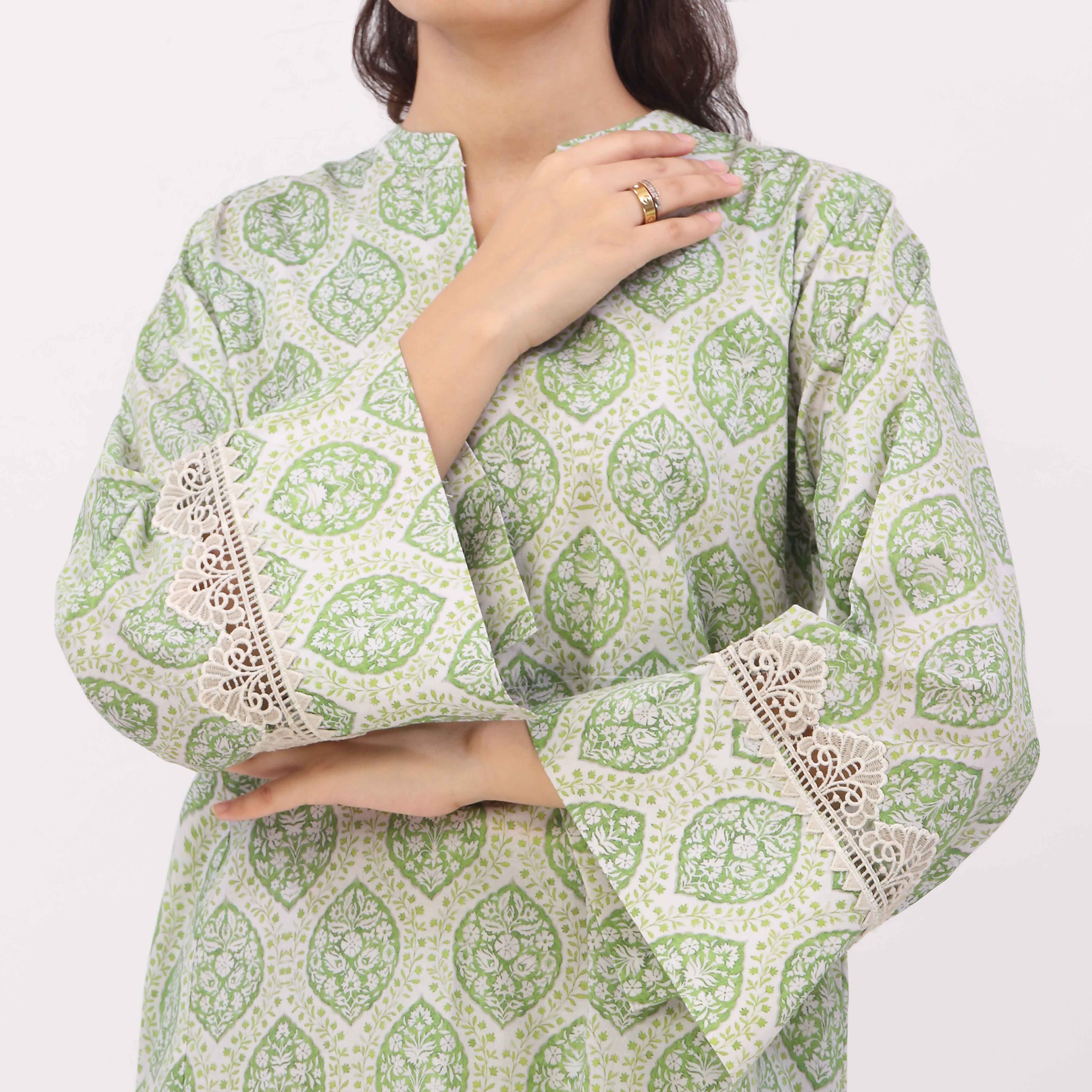 2PC Digital Printed Cotton Cambric Co-Ord Set PW5032 - Image 3