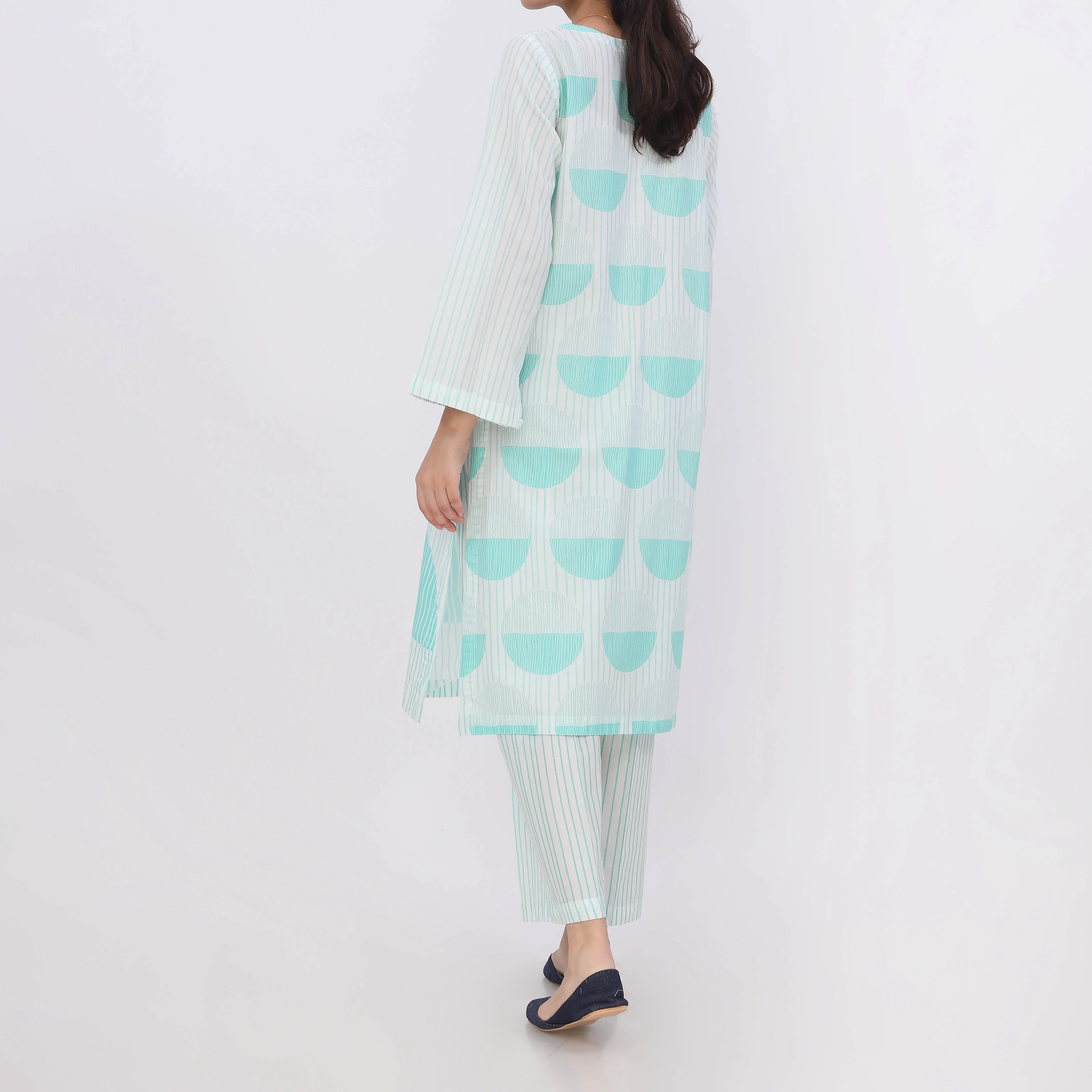 2PC- Digital Printed Cotton Cambric Co-Ord Set PW5064 - Image 5