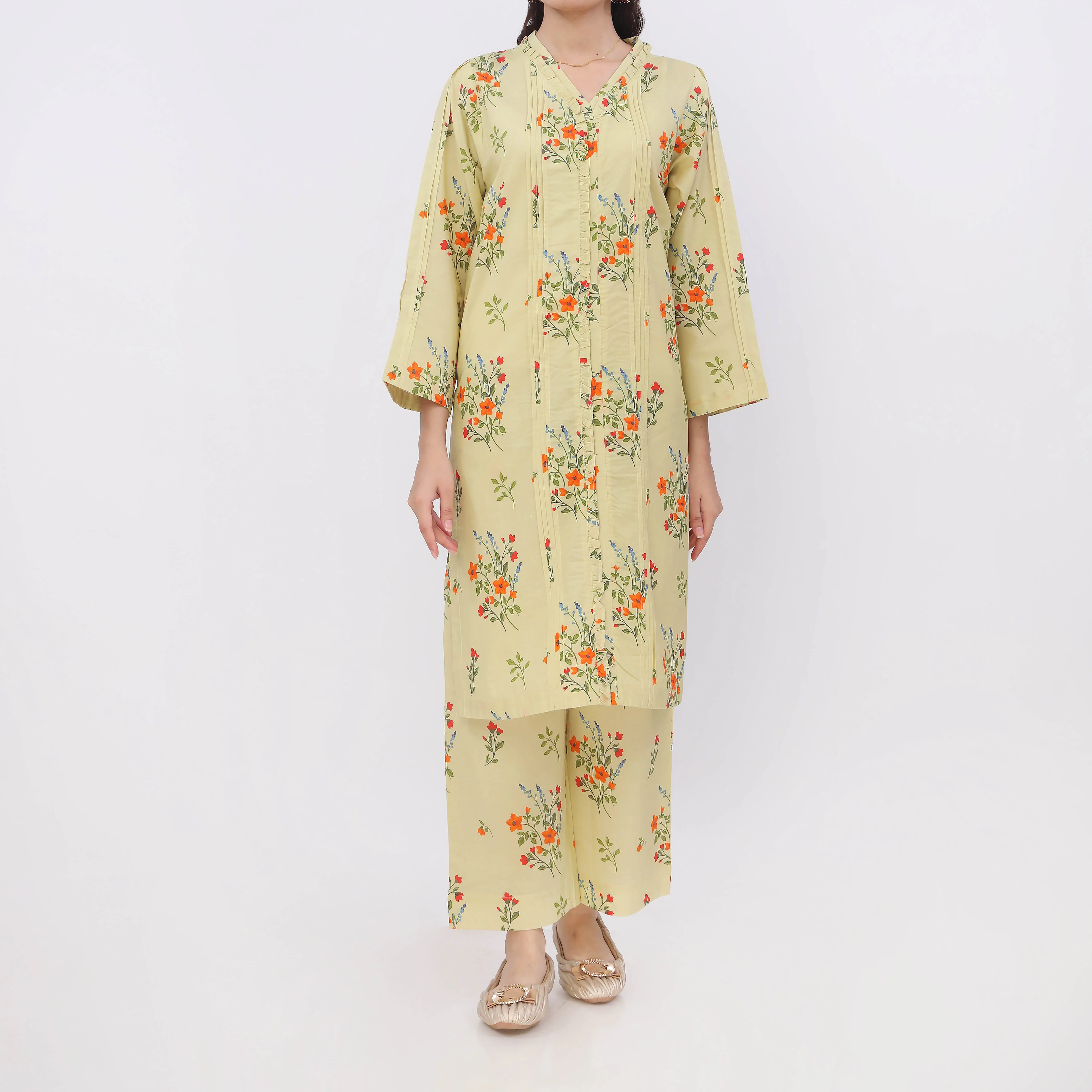 2PC- Digital Printed Cotton Cambric Co-Ord Set   PW5067 - Image 2