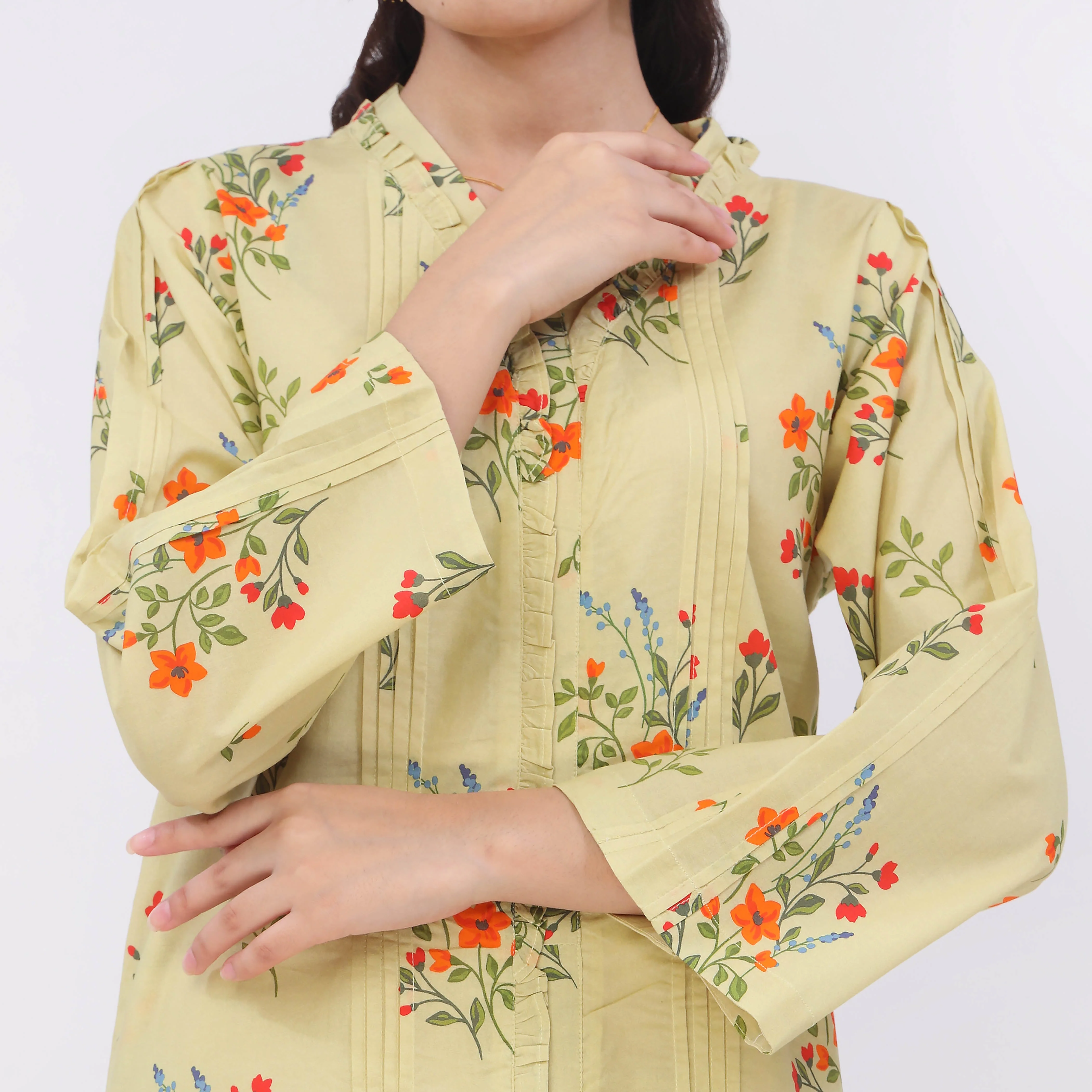 2PC- Digital Printed Cotton Cambric Co-Ord Set   PW5067 - Image 3