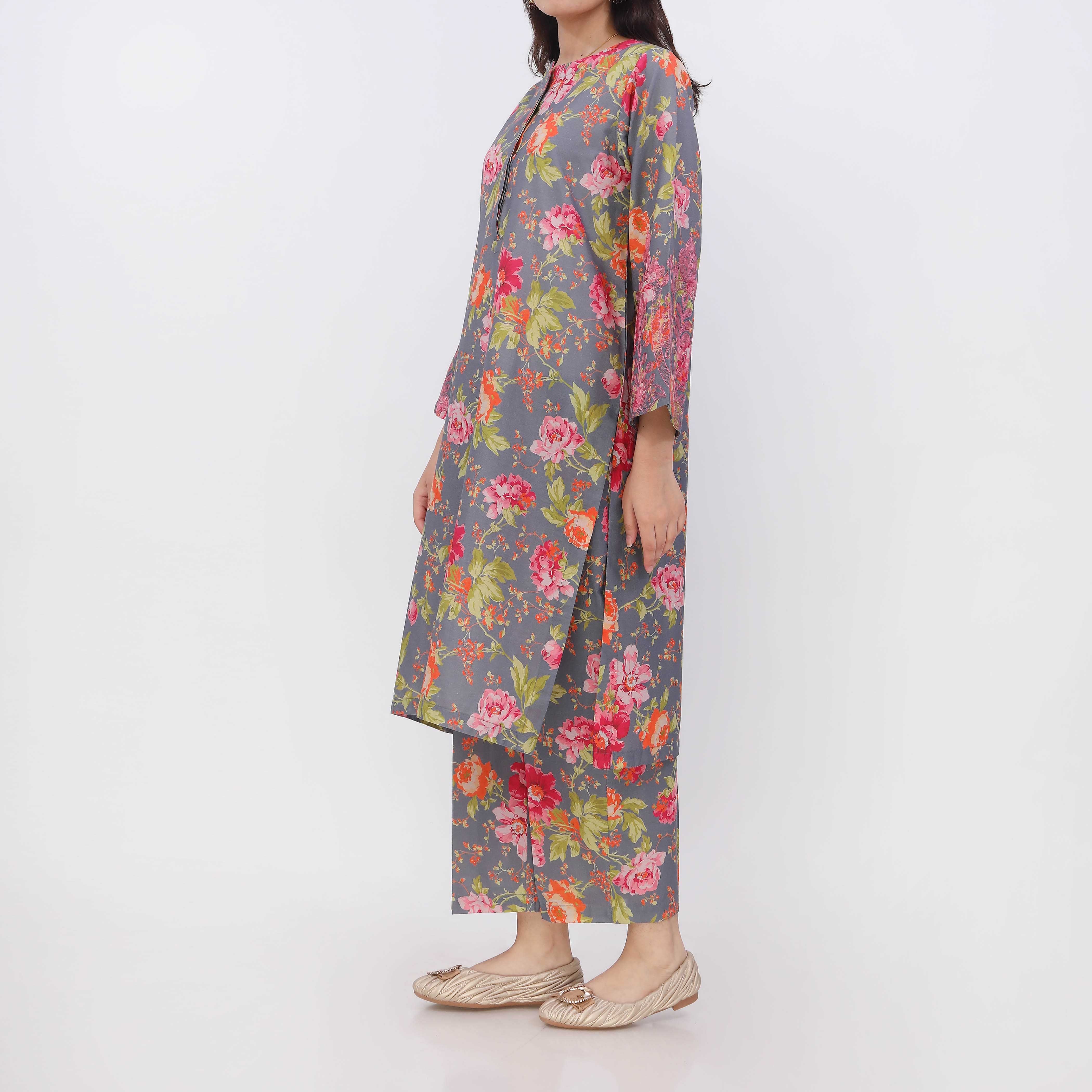 2PC- Digital Printed Cotton Cambric Co-Ord Set PW5069 - Image 4