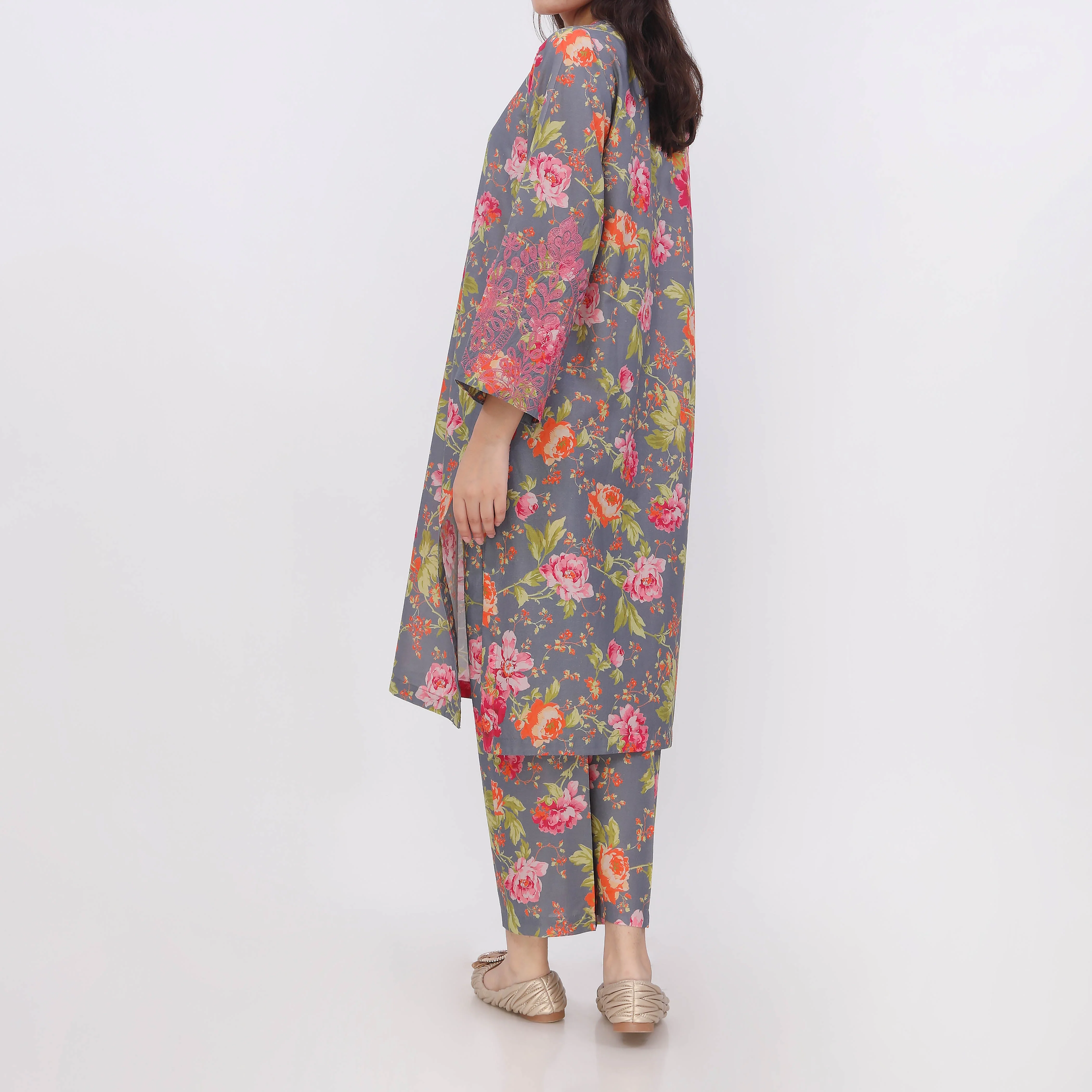 2PC- Digital Printed Cotton Cambric Co-Ord Set PW5069 - Image 5