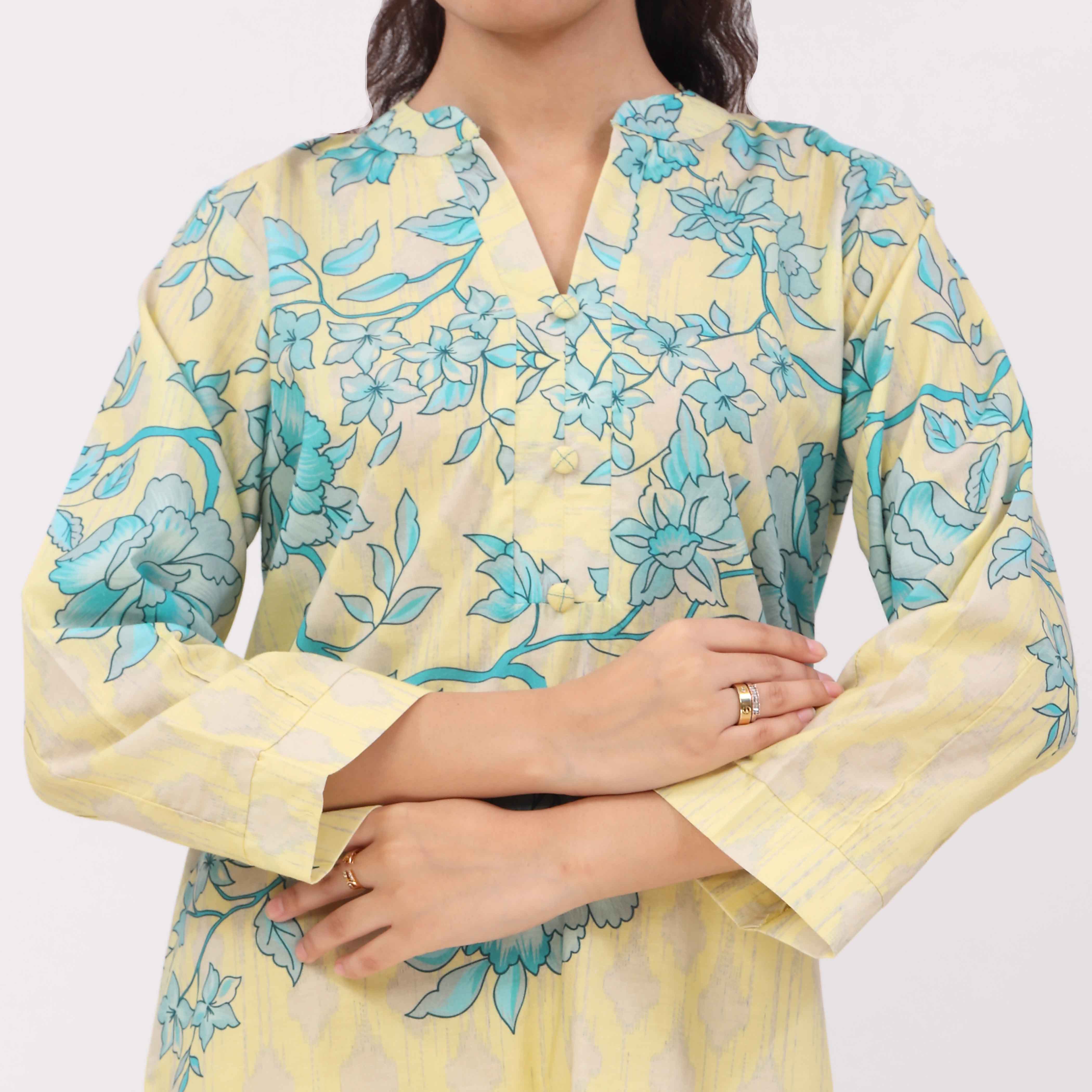 2PC Digital Printed Cotton Cambric Co-Ord Set PW5102 - Image 3