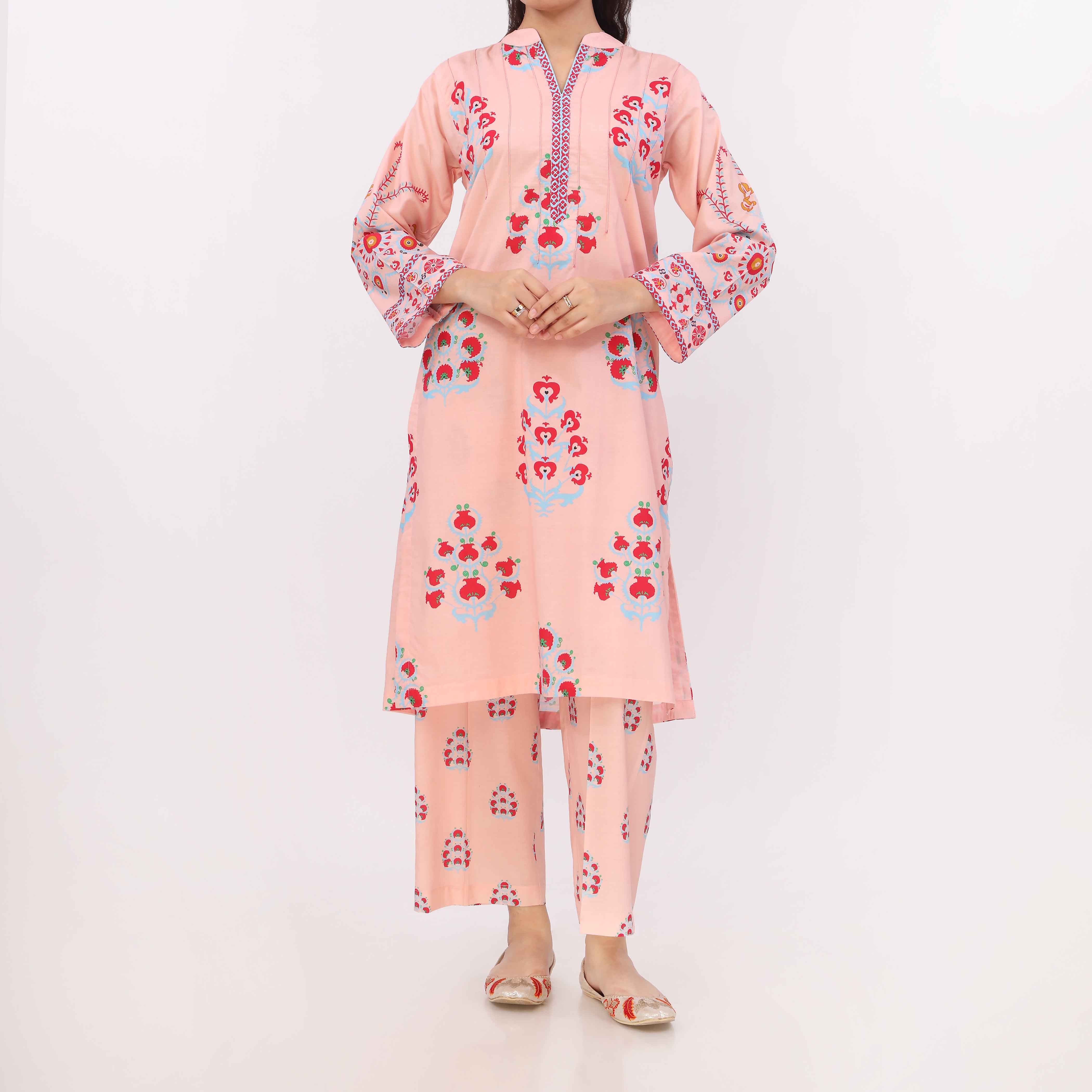 2PC Digital Printed Cotton Cambric Co-Ord Set PW5106 - Image 2