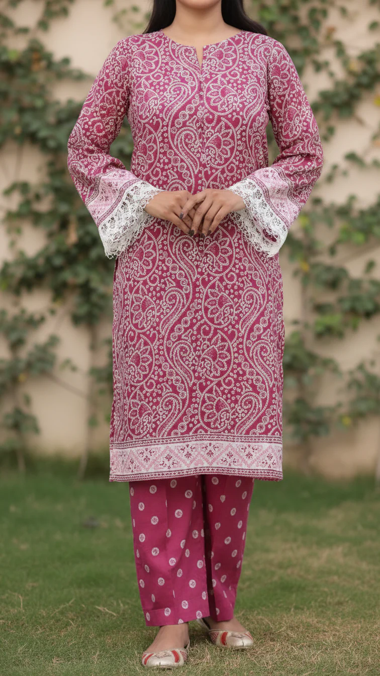 2PC- Digital Printed Cotton Cambric Suit PS5437