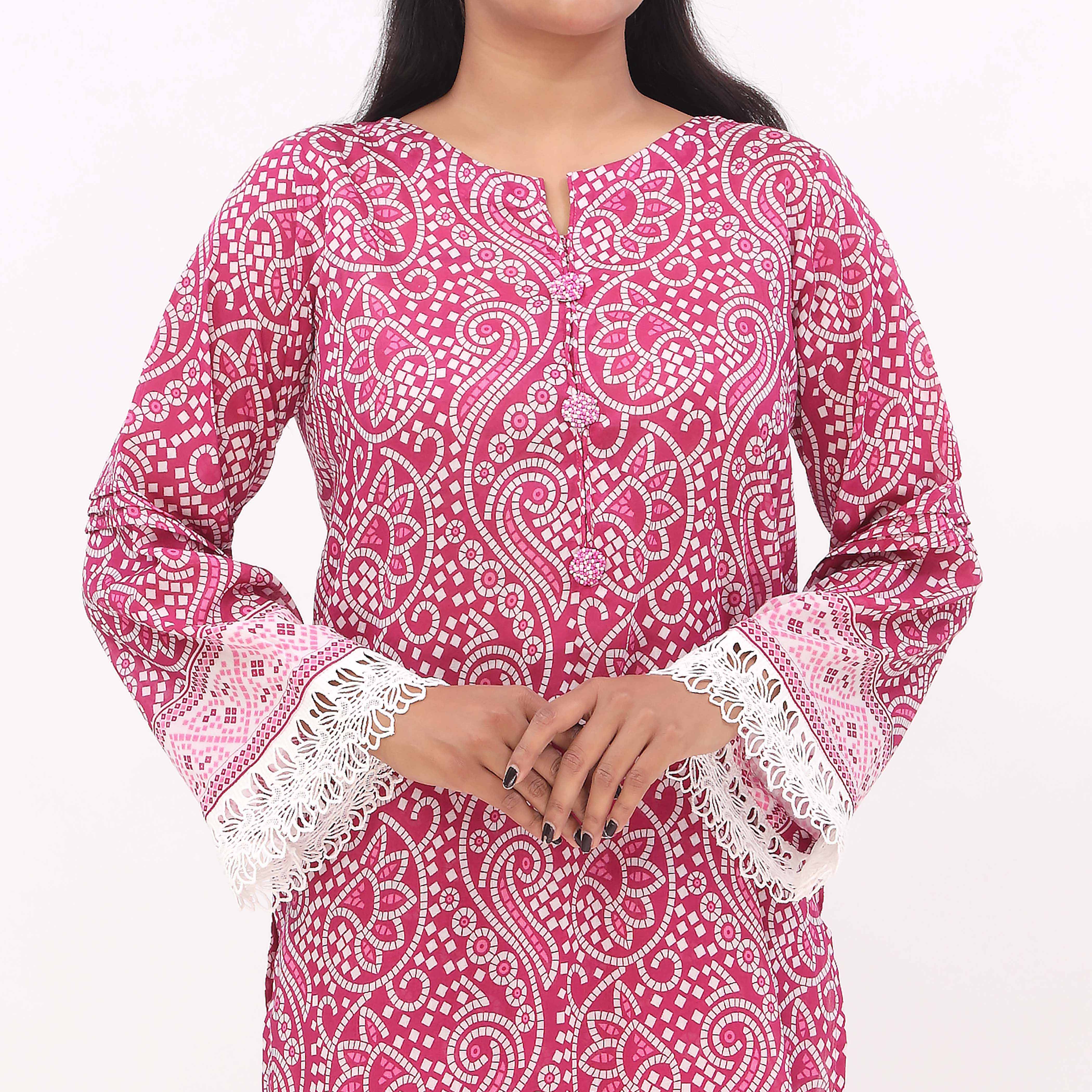 2PC- Digital Printed Cotton Cambric Suit PS5437 - Image 3