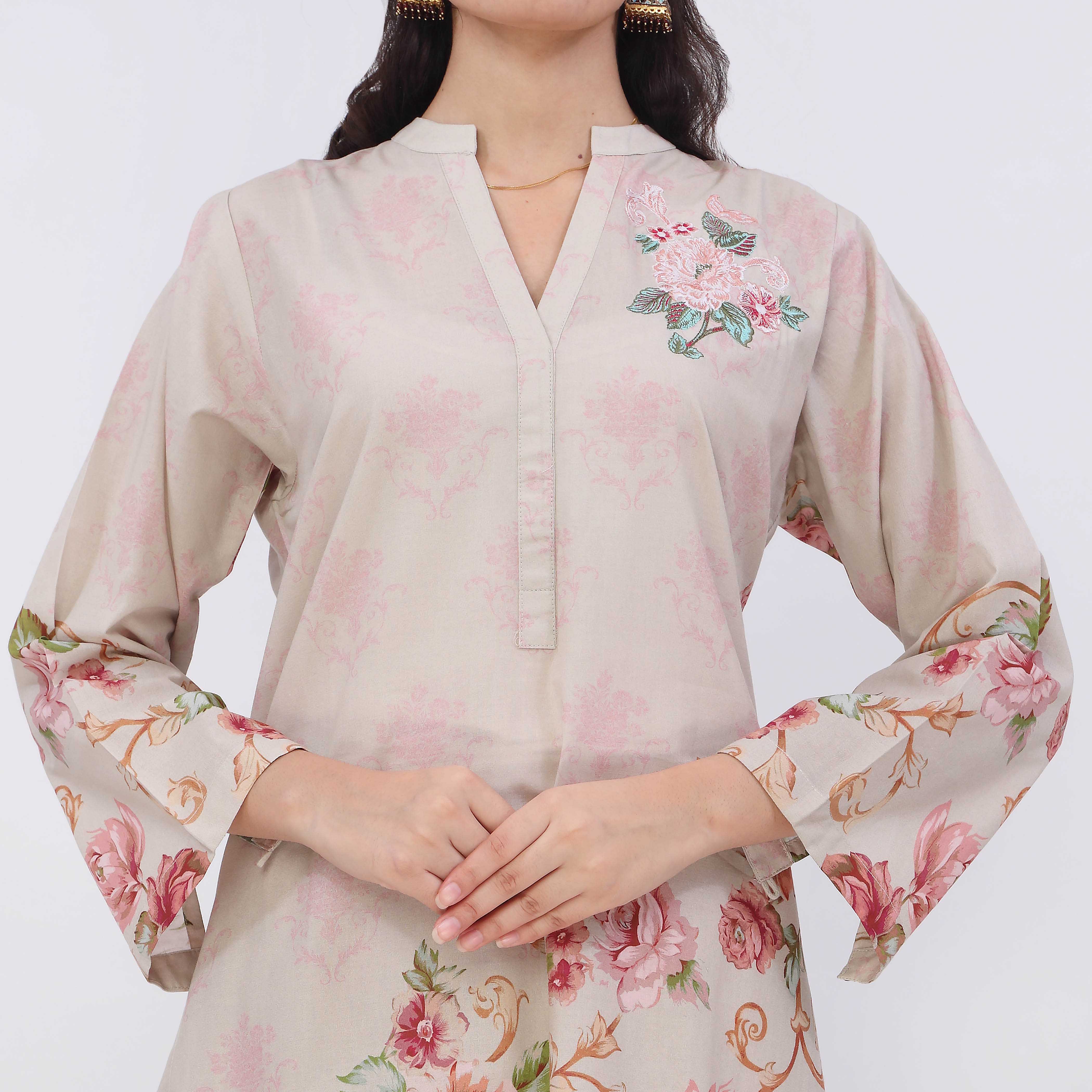 2PC- Digital Printed Cotton Cambric Suit PW5072 - Image 3