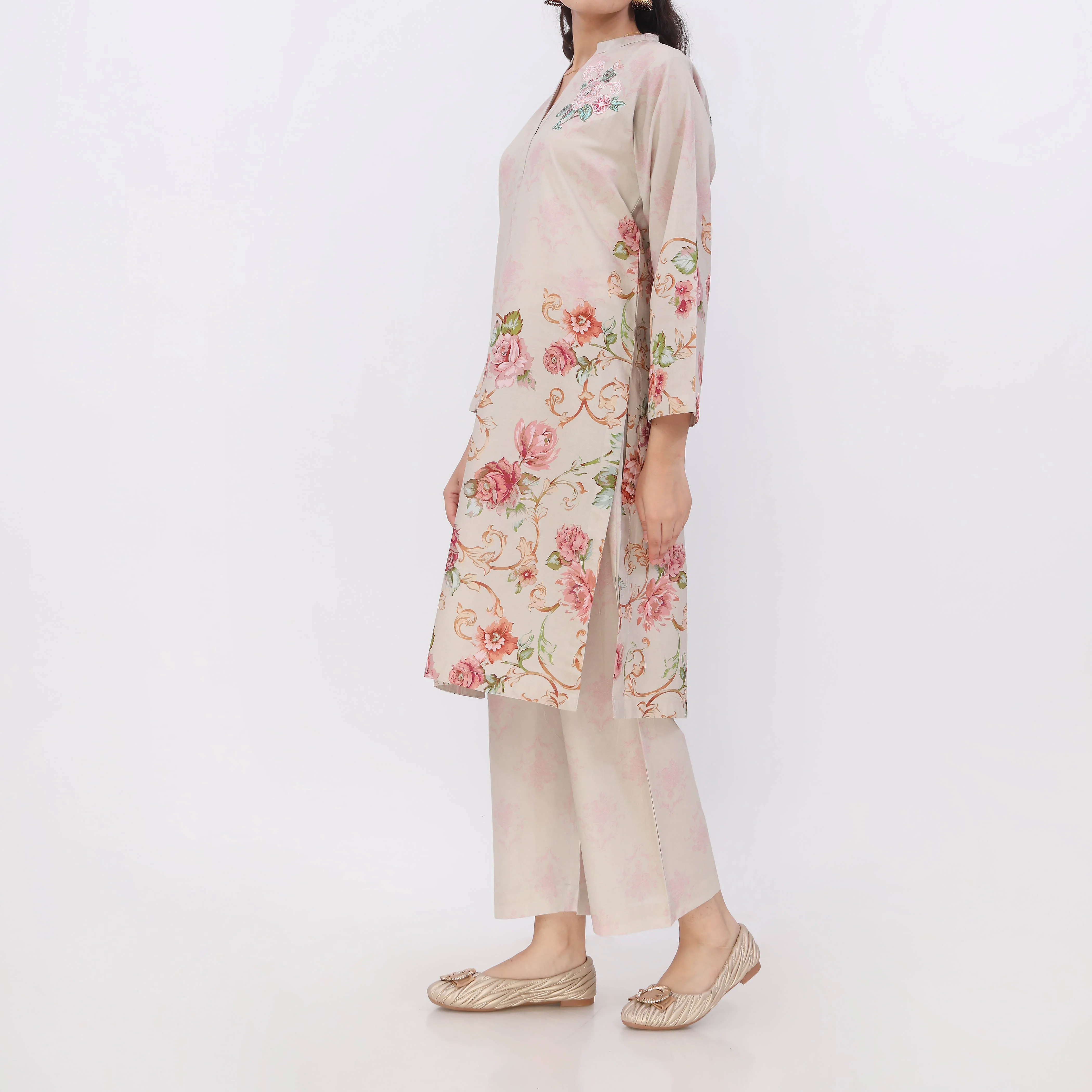 2PC- Digital Printed Cotton Cambric Suit PW5072 - Image 4