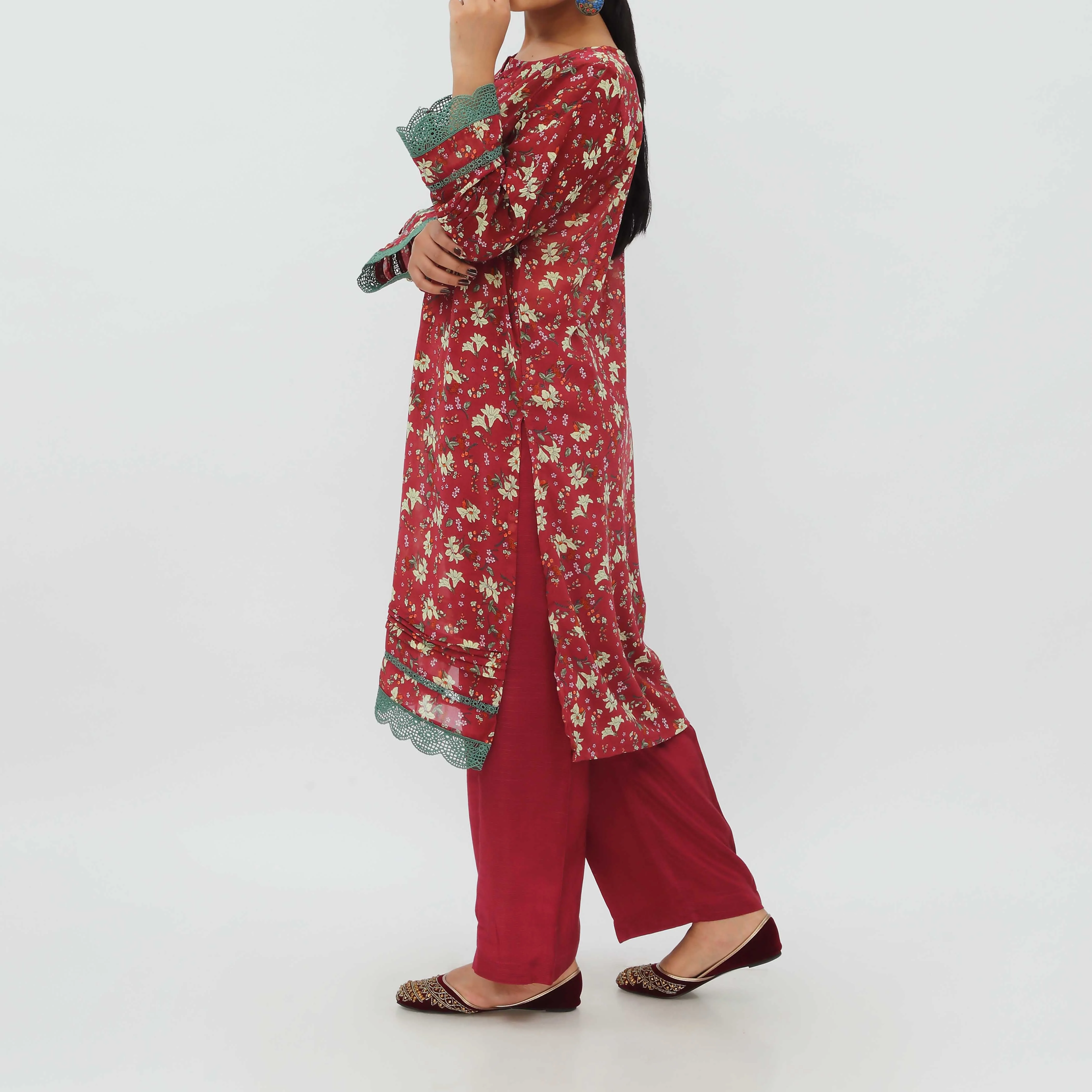 2PC- Digital Printed Georget Chiffon Suit PS5275 - Image 2