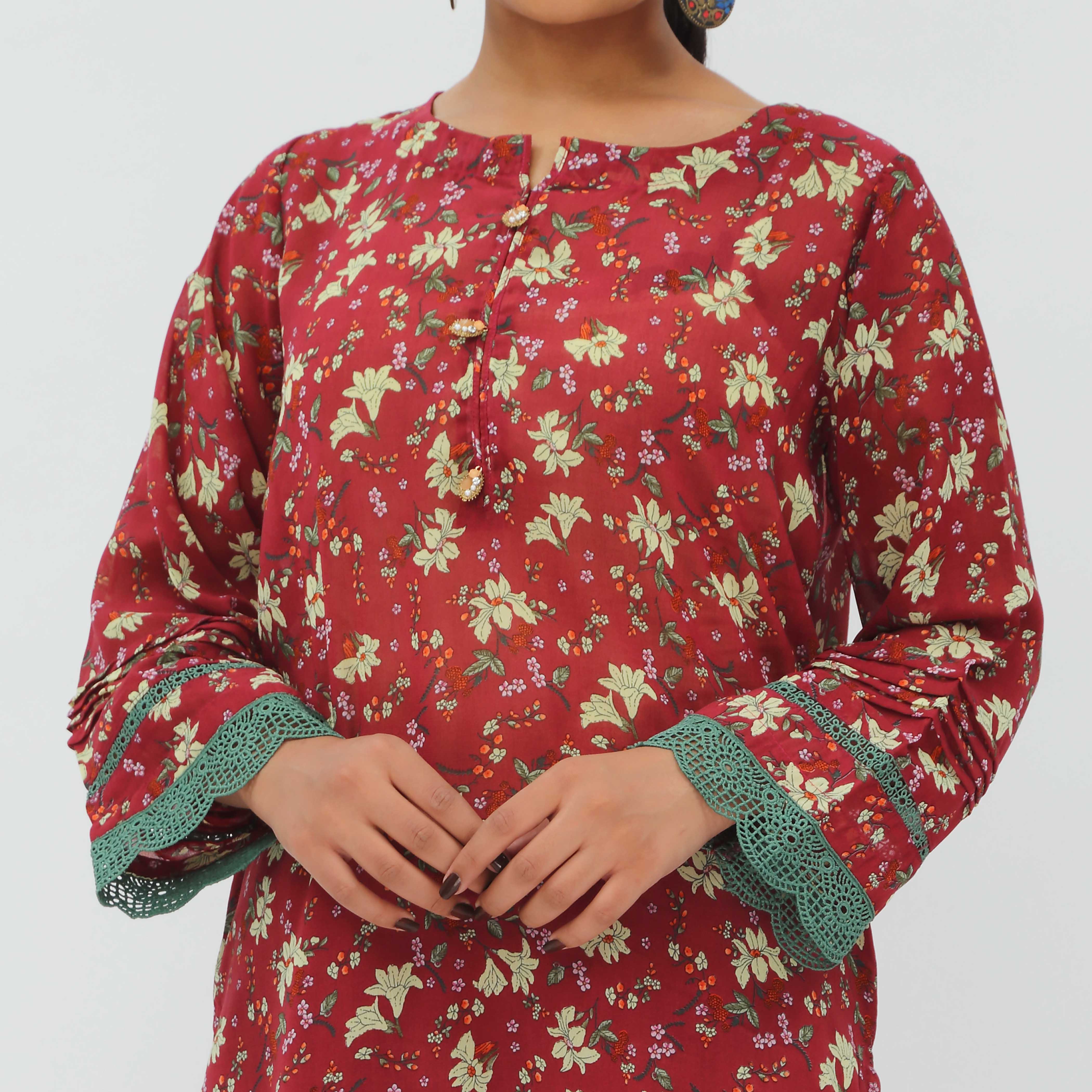 2PC- Digital Printed Georget Chiffon Suit PS5275 - Image 4